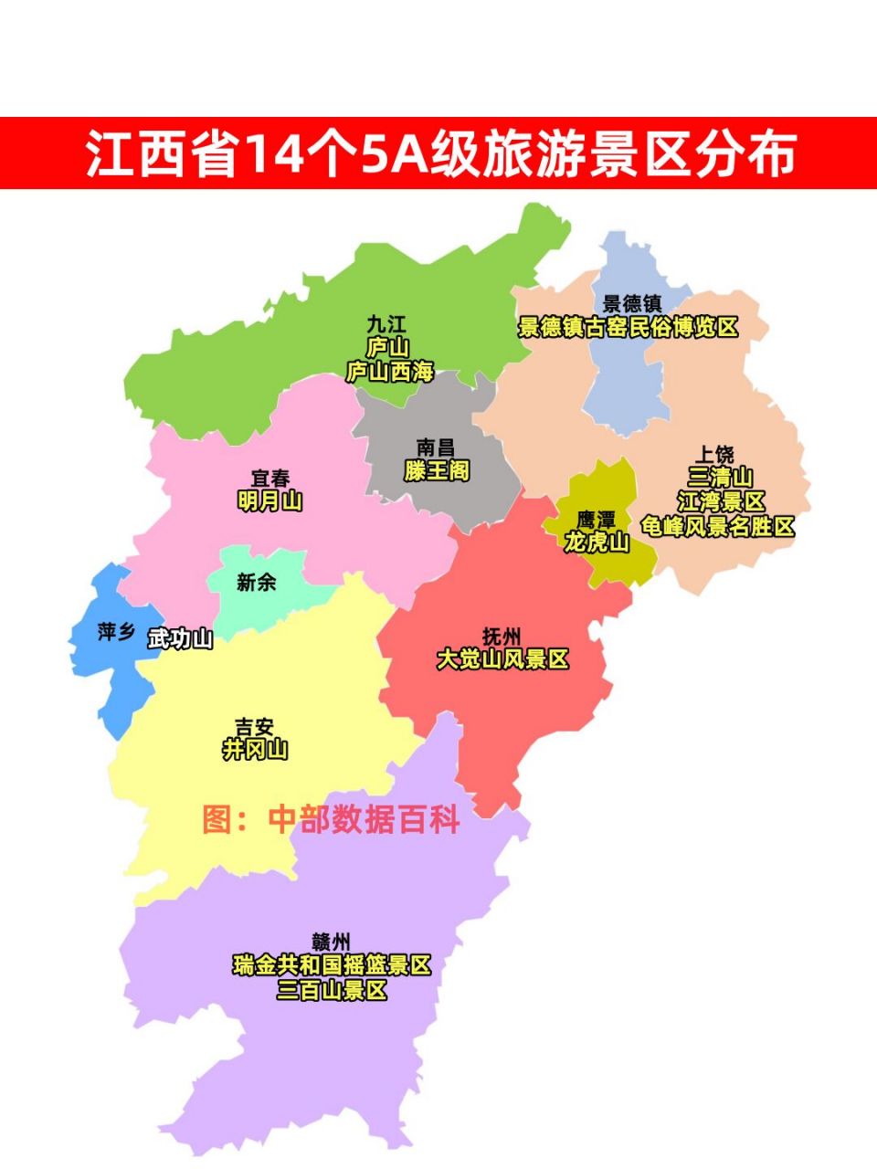 江西省14个5a级旅游景区分布情况 江西14个5a旅游景区分布在10个城市