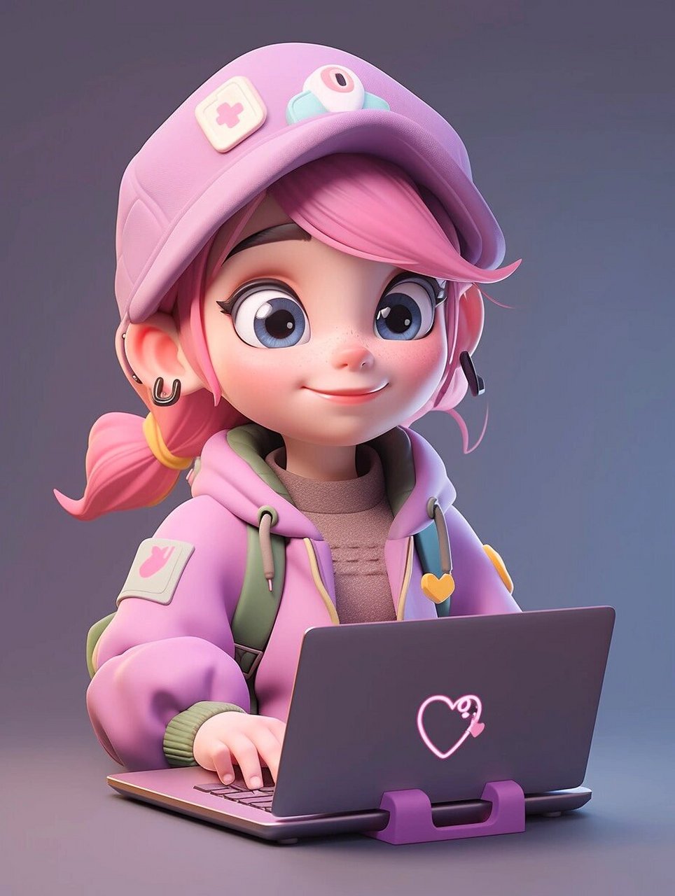 职业软件工程师程序员码农卡通头像(女版)