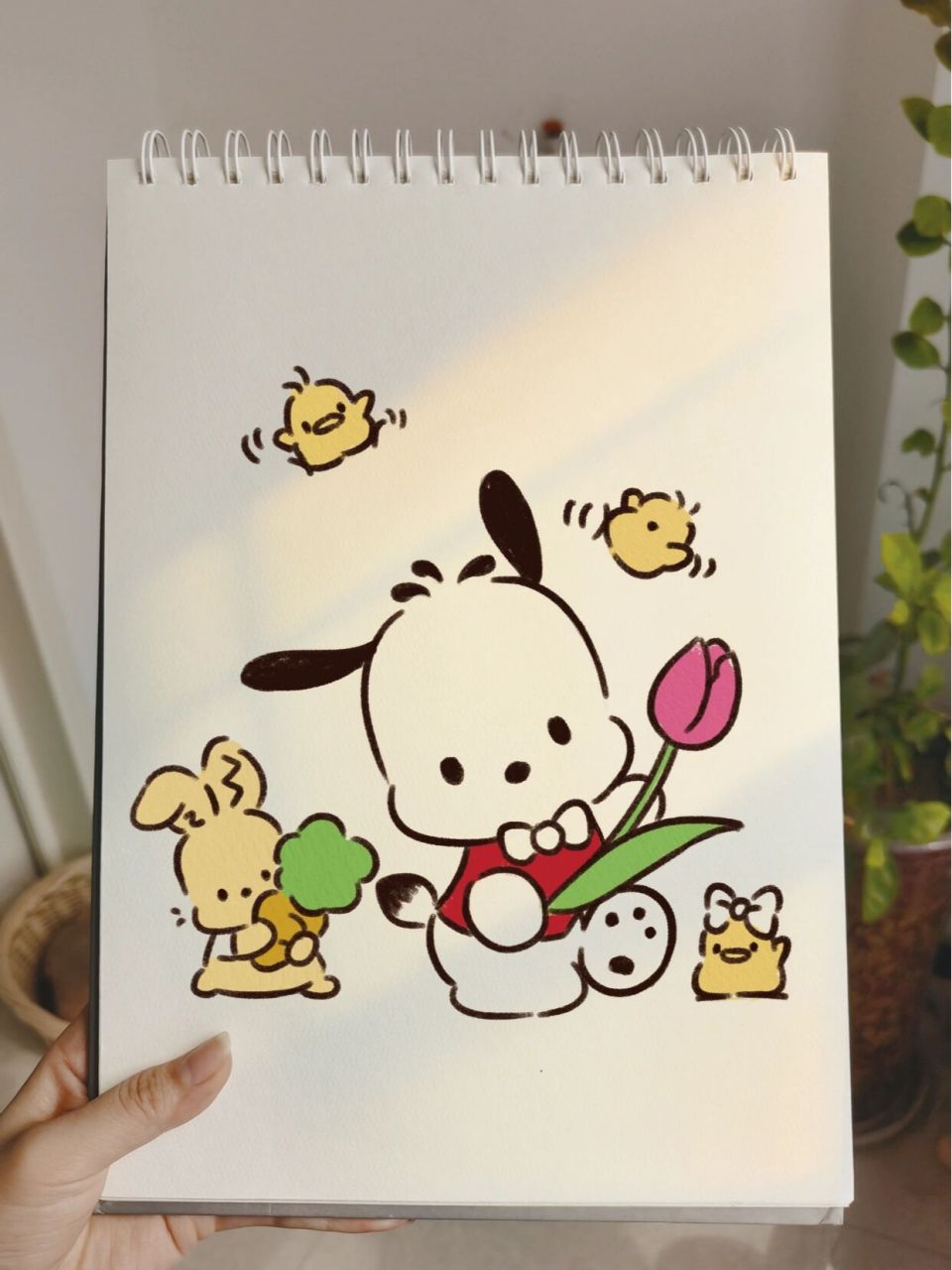 零基础手绘教程|三丽鸥|帕恰狗|绘画|手绘 96五一出游版手捧花花的