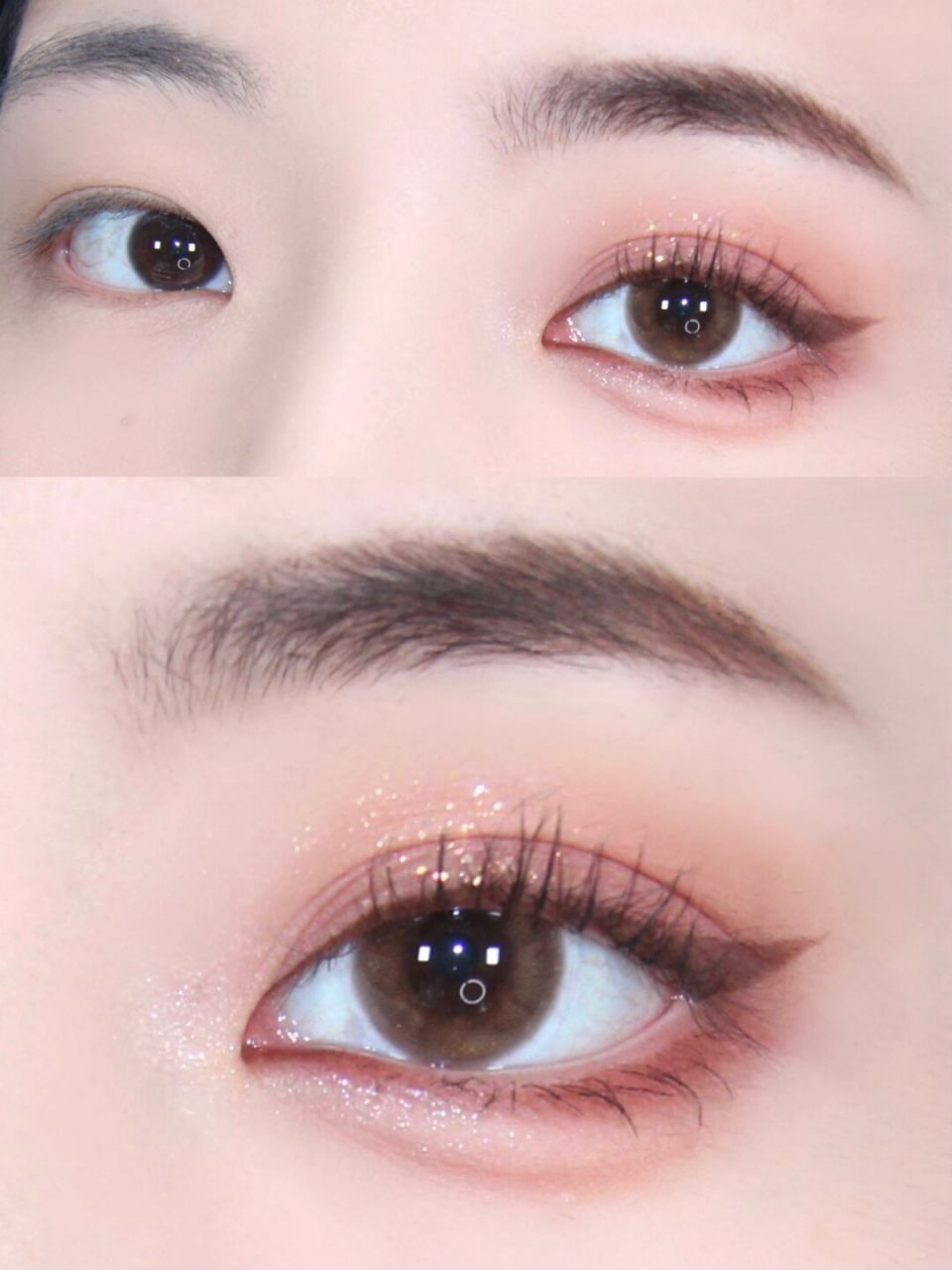 对这种又甜又嗲的粉色系眼妆没有抵抗力 先用淡粉色大面积打底 再用