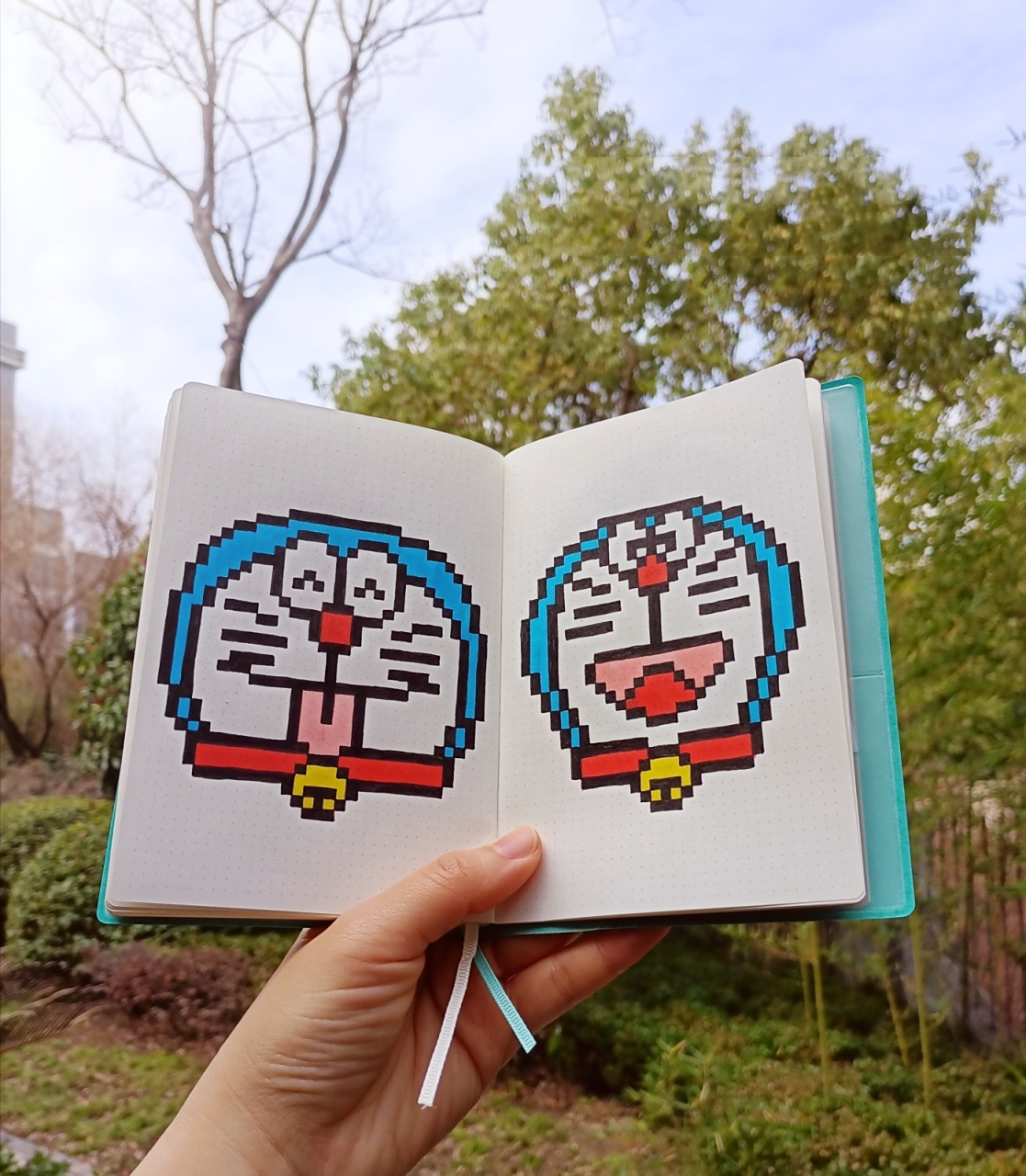 马克笔卡通像素画手绘小方格手帐本分享 简单易上手的像素画,有些是