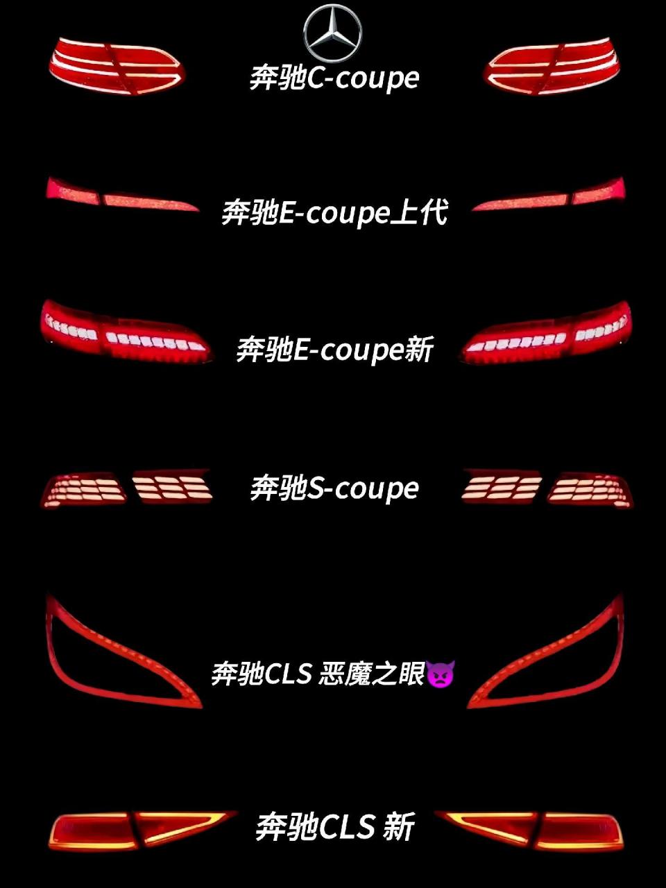 梅赛德斯奔驰尾灯造型对比,你最喜欢哪一款.