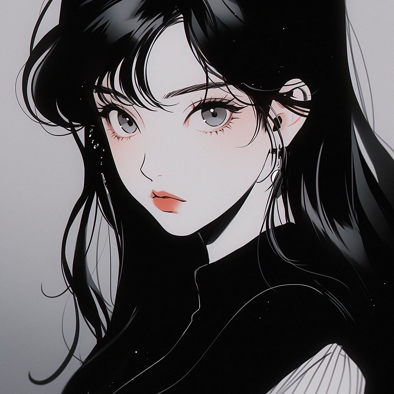 黑白旧漫女生头像|漂亮姐姐的头像 #一张照片高级感# #漫画头像