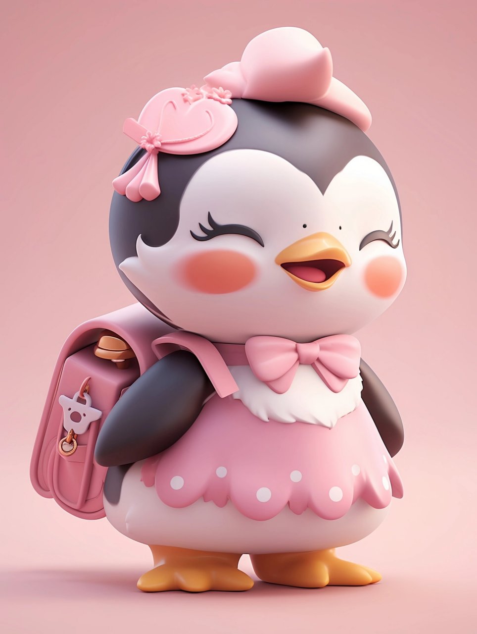 可爱的卡通粉企鹅