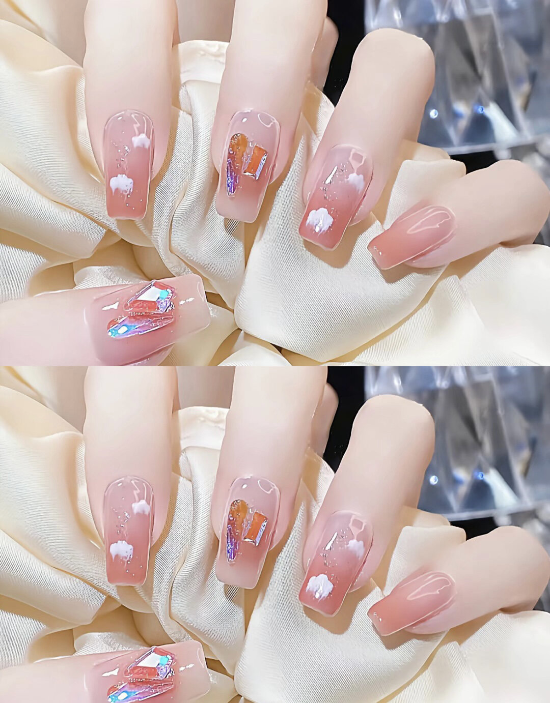 2023年新款美甲,"冰透美甲,绝啦 温柔冰透美甲大家来看看叭- 冰裸粉涂