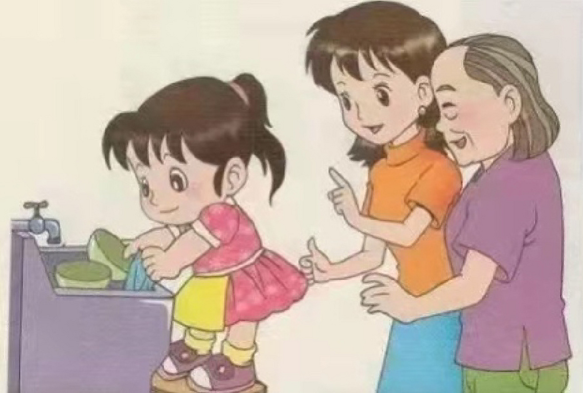 《帮妈妈洗碗》看图写话 写作思路: 1,根据图片的环境判断这是在什么