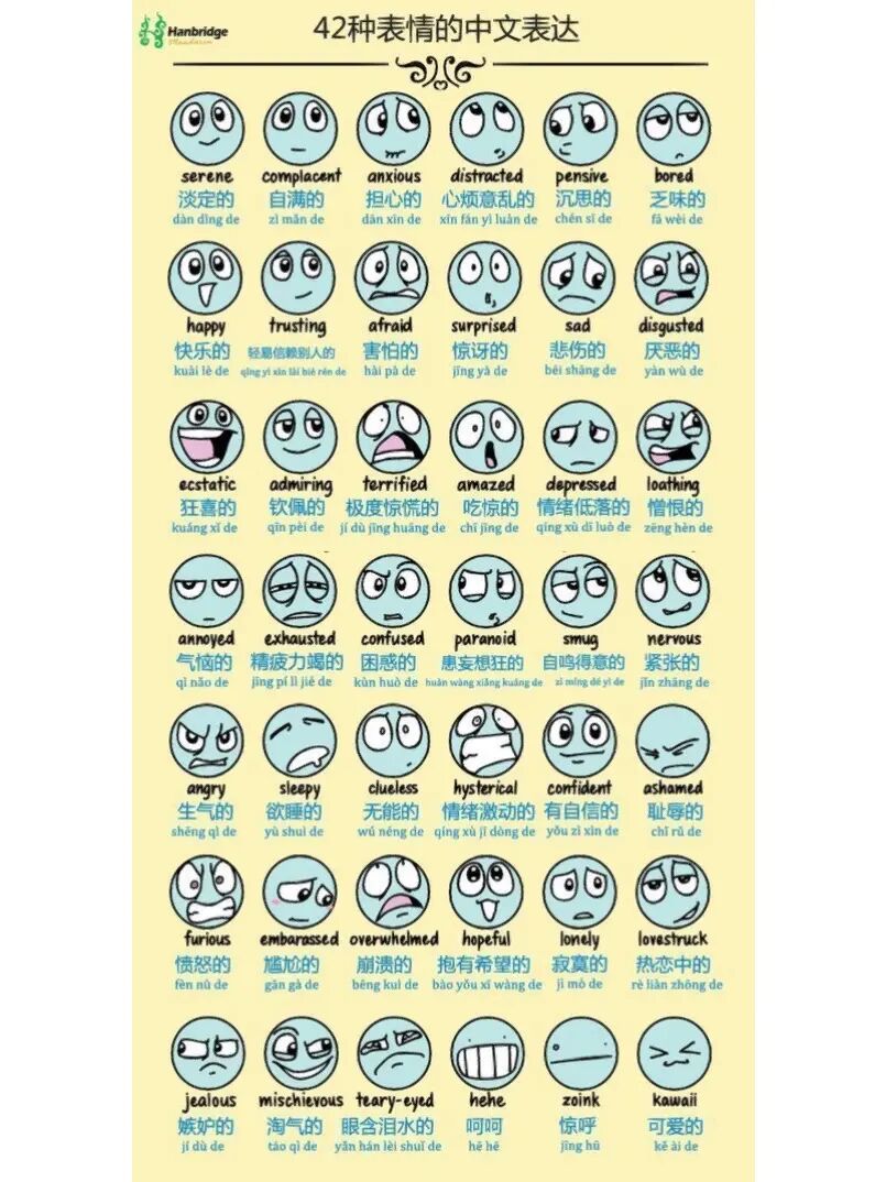42种表情的中文表达