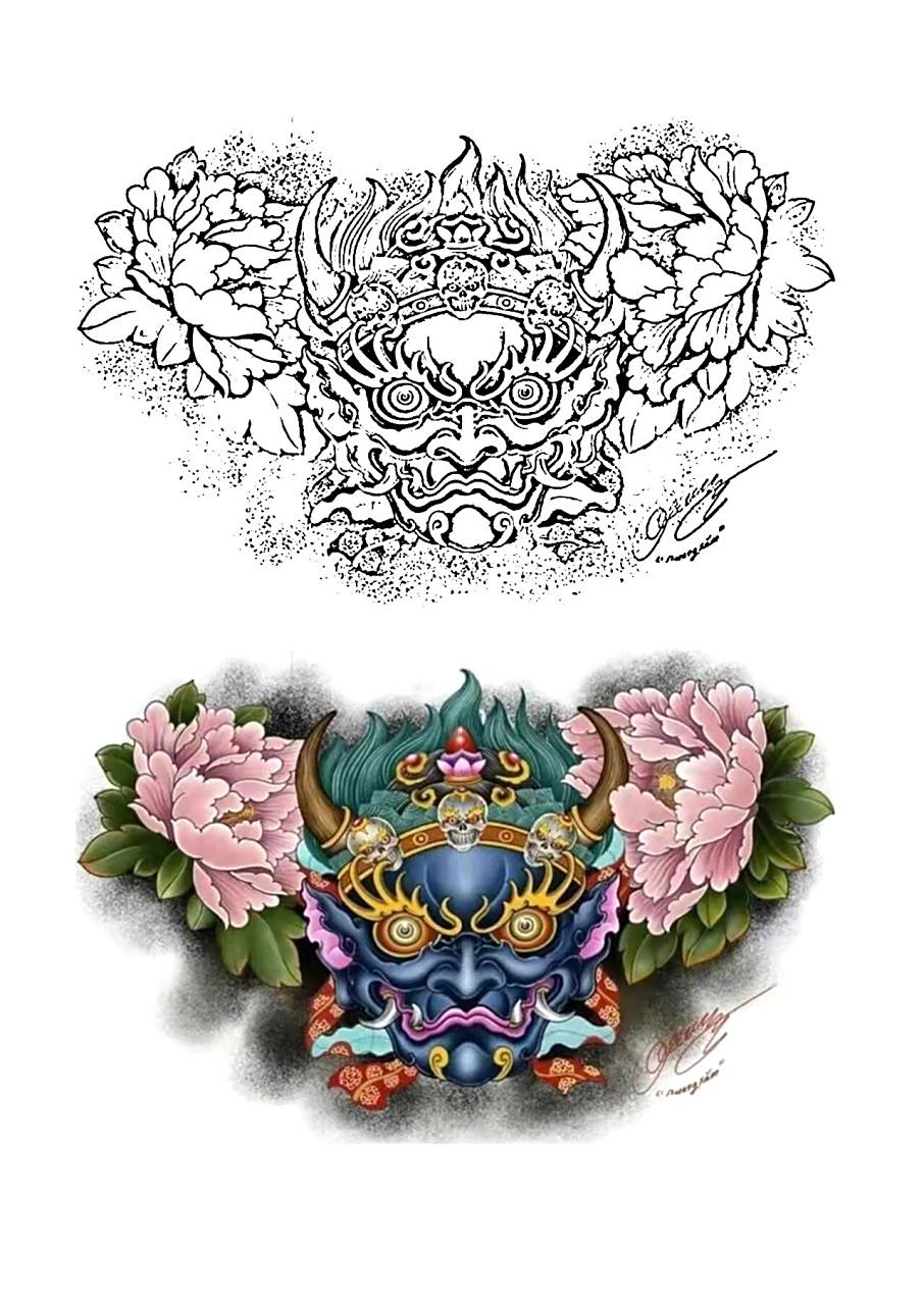 花胸纹身传统手稿图案收藏2 花胸纹身图案手稿收藏