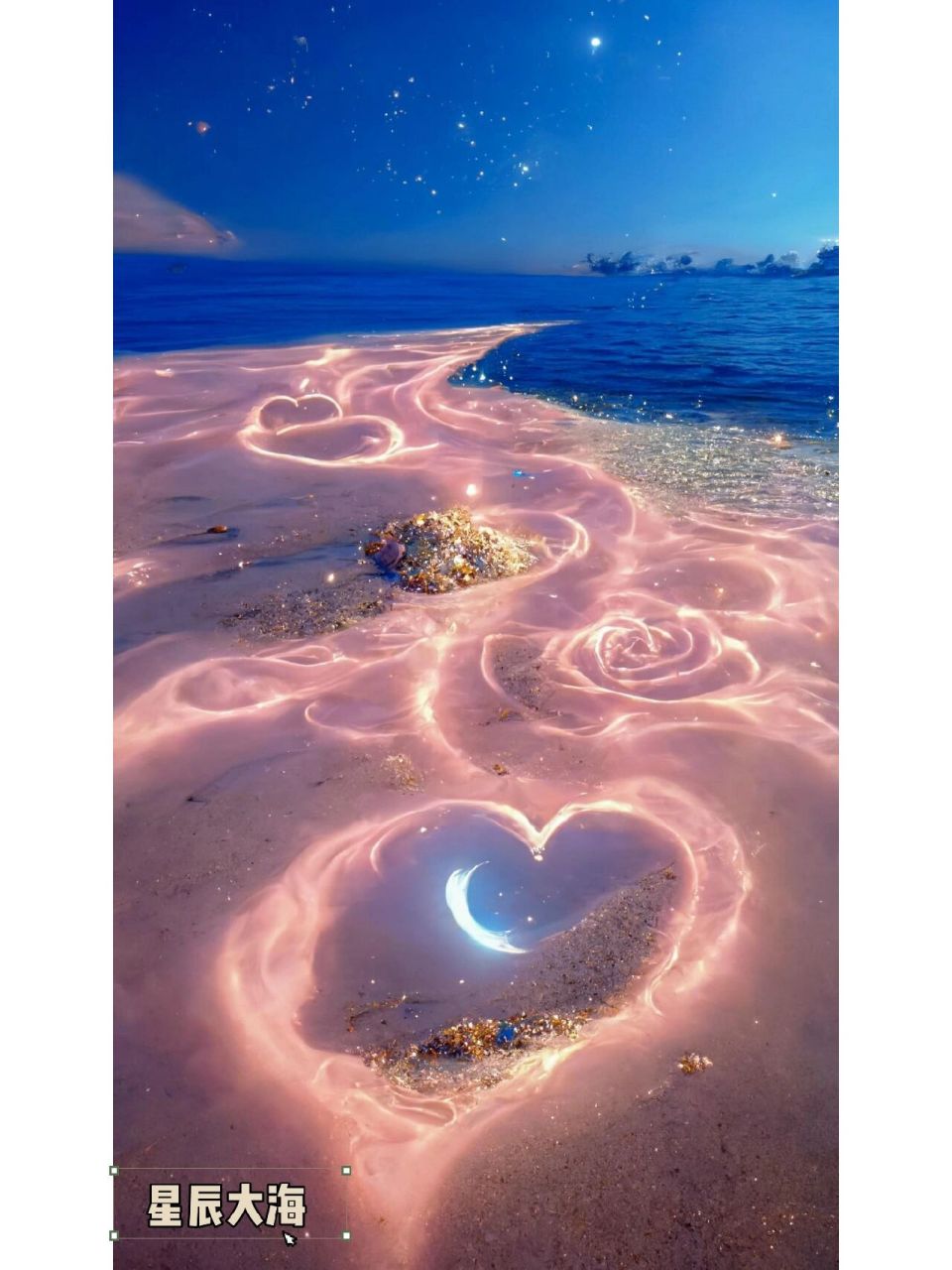 星辰大海手机壁纸 星辰大海,光与陆契合,月与海浪