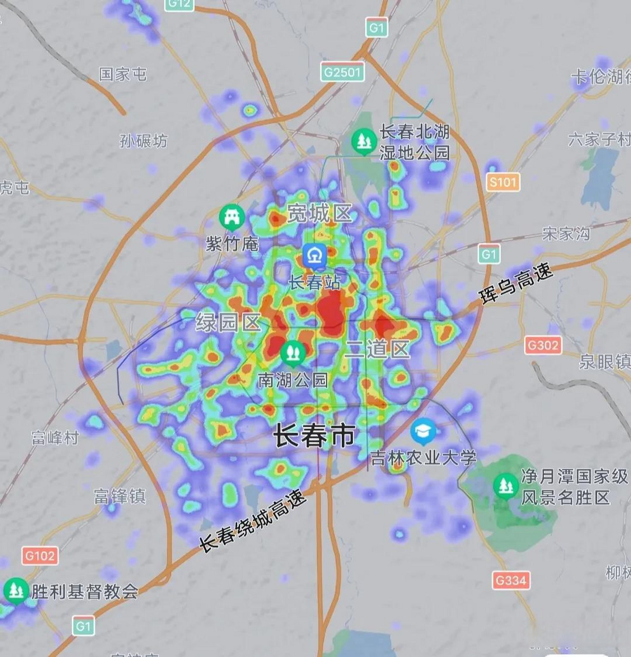 长春哈尔滨热力图对比.