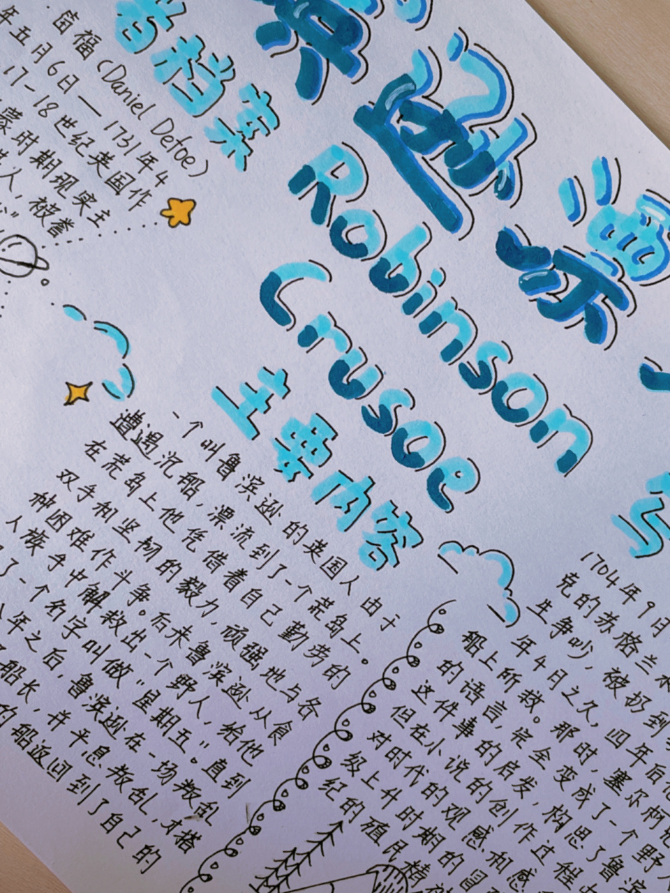 阅读笔记/鲁滨逊漂流记手抄报 字丑勿喷谢谢05
