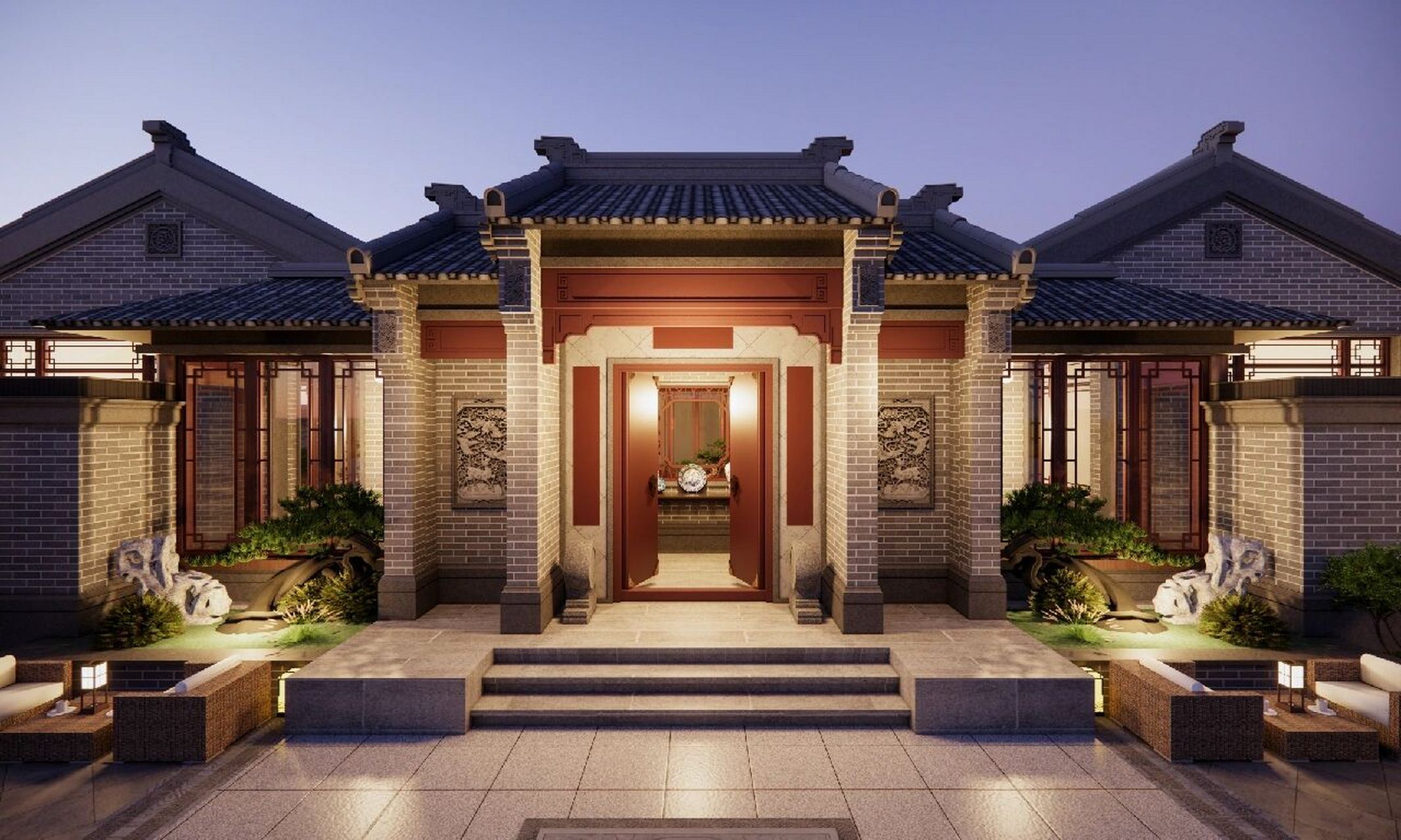 精美一层仿古四合院 创新的二进式空间 建筑面积360平米的北方四合院