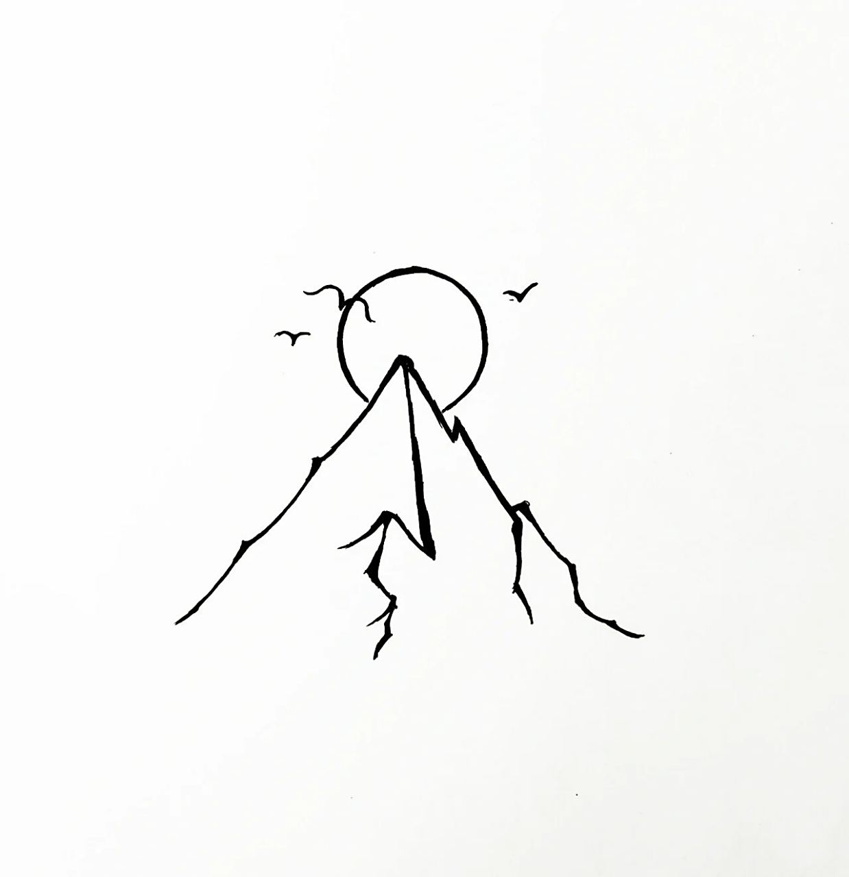 零基础简笔画教程|日出山峰