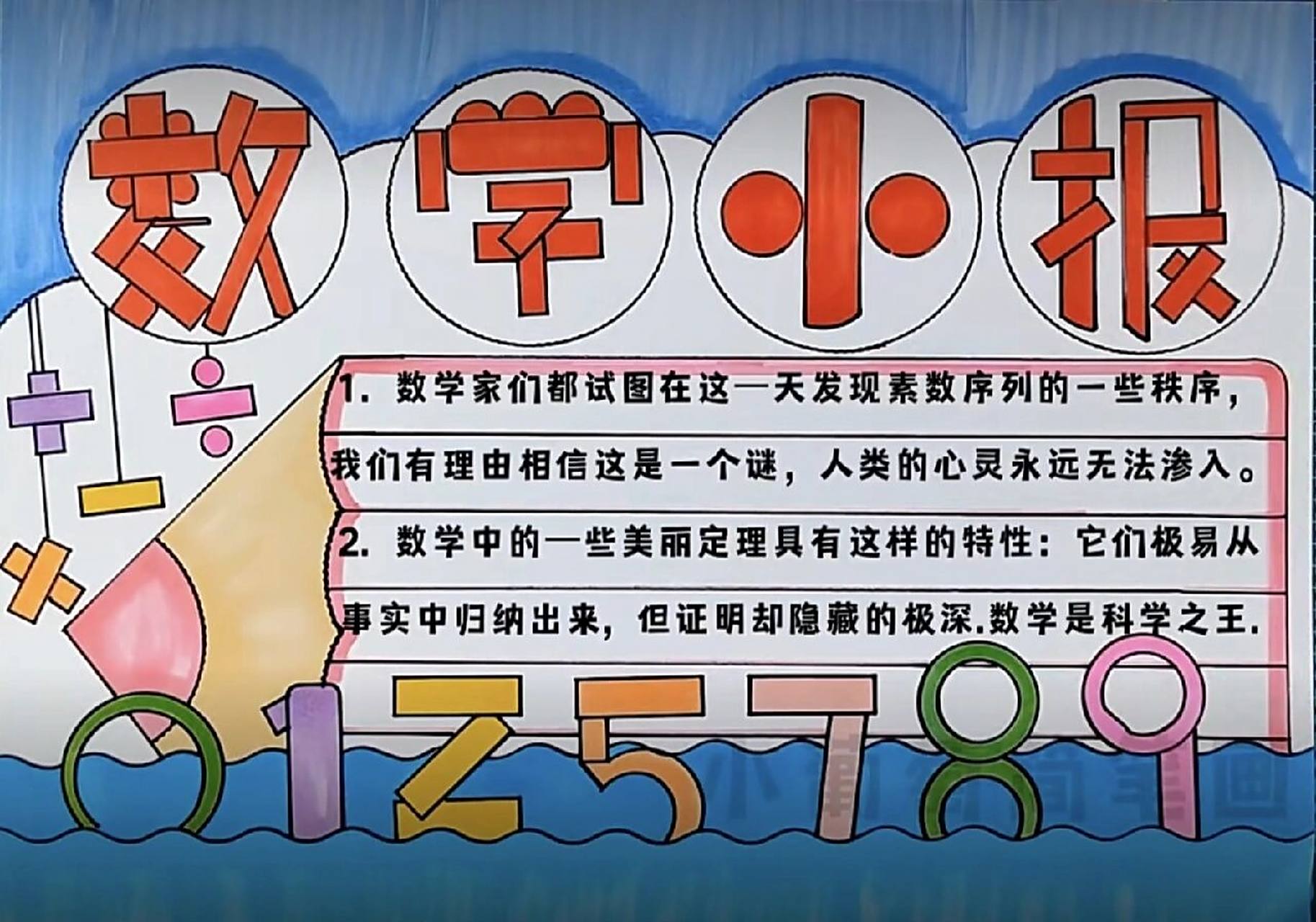 数学手抄报/数学小报/我爱数学手抄报  趣味数学手抄报,简单好看配
