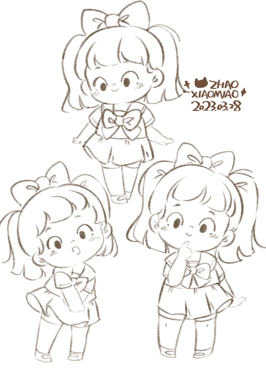 儿童插画|q版人物56 双马尾是不是更俏皮可爱呀 哈哈哈哈哈