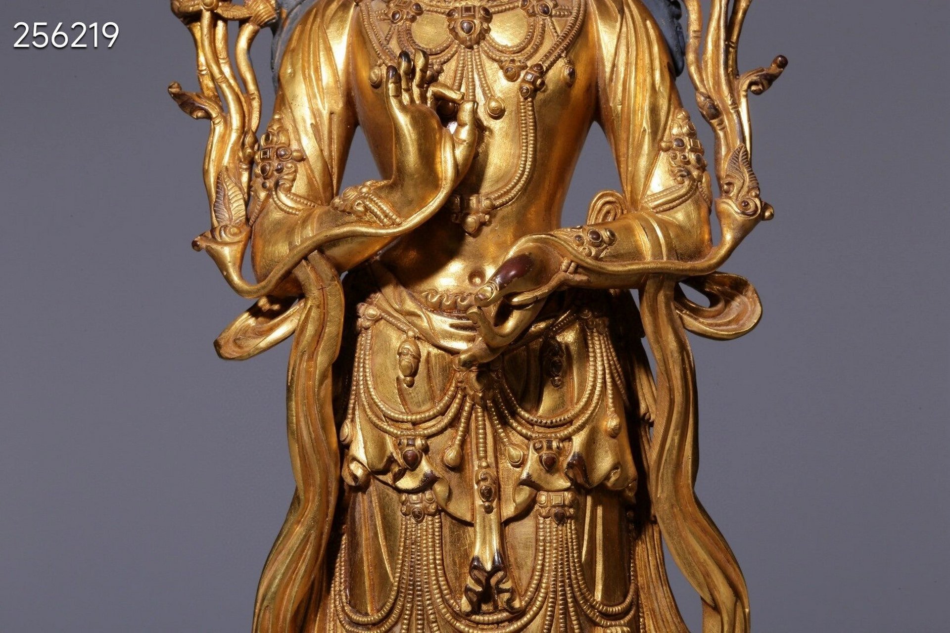 明代 "大明永乐年施"铜鎏金观音立像 高34.