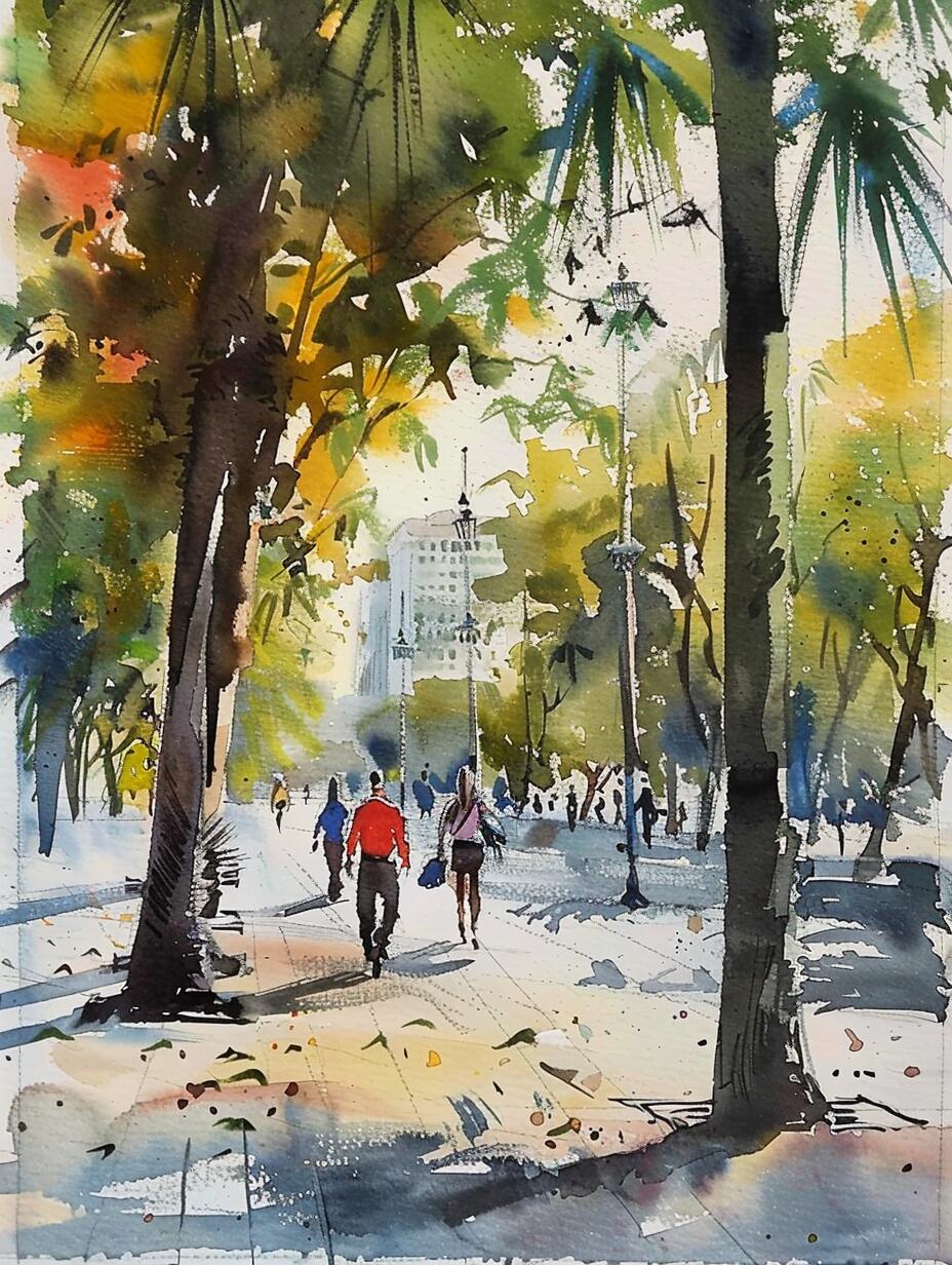 宁静的城市角落:水彩画中的街景艺术