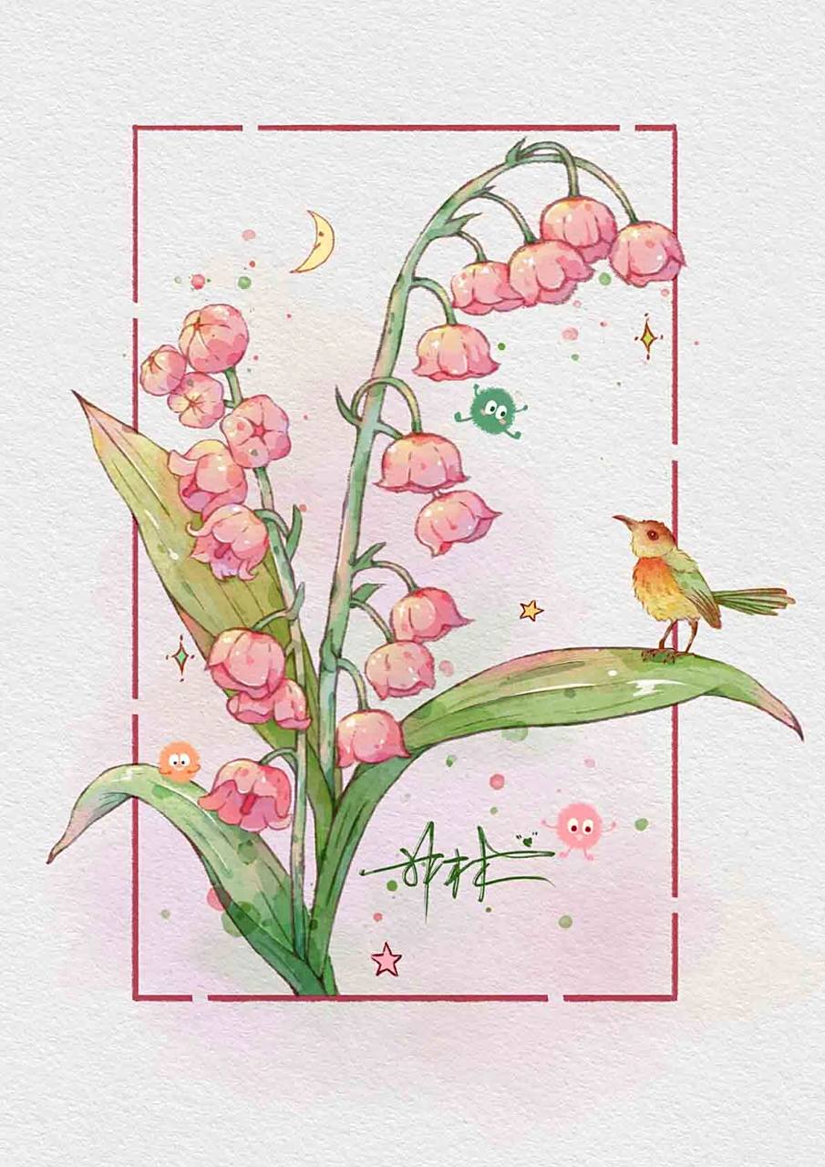 铃兰花|水彩插画 铃兰花语:幸福归来