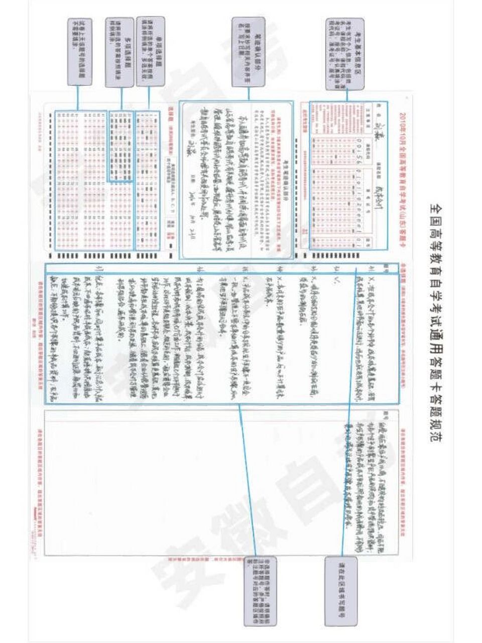 自考答题卡填写说明及注意事项 安徽省高等教育自学考试采用答题卡作