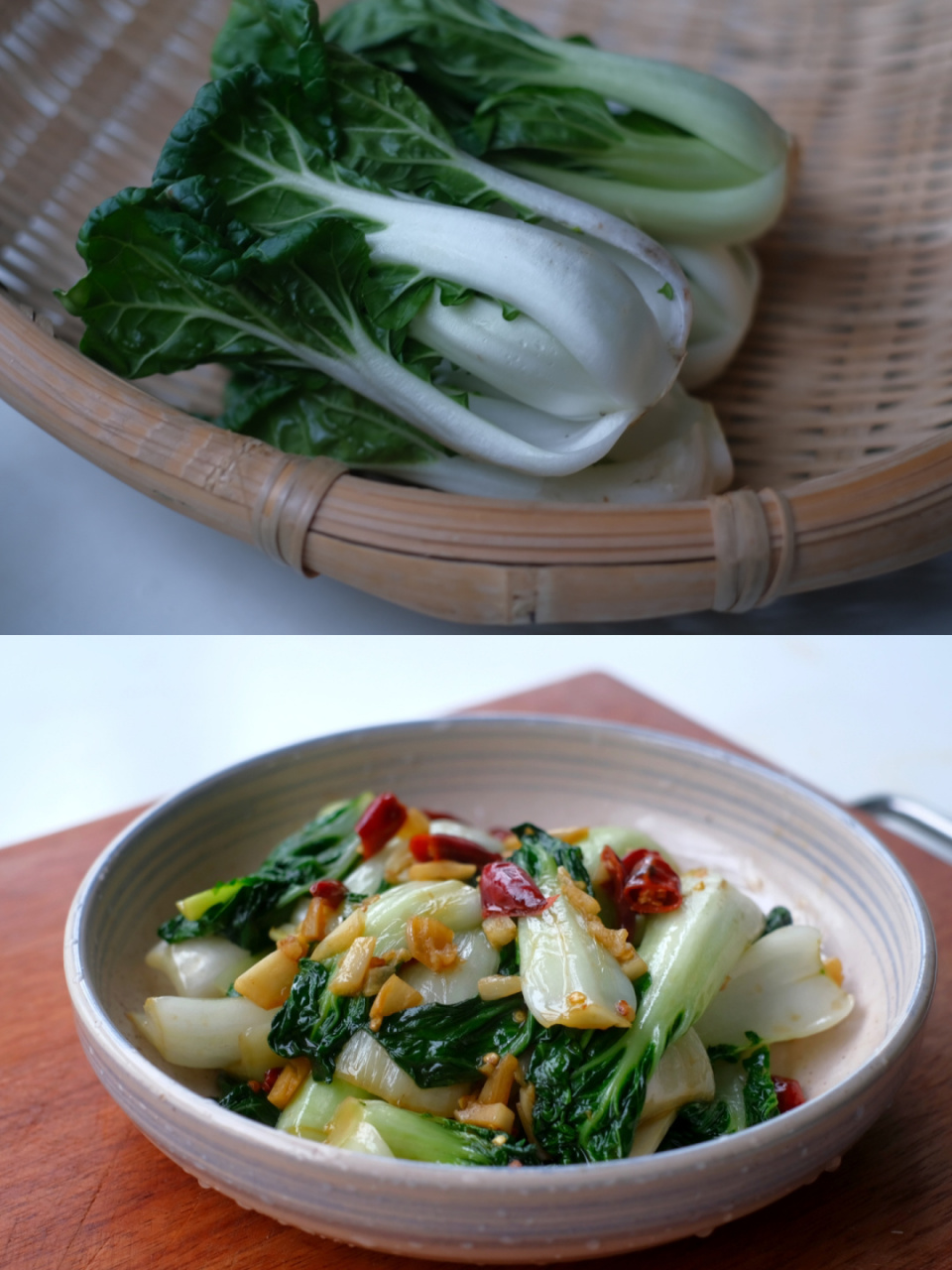 家常菜素菜100道98|蚝油奶白菜 92 	 食材:奶白菜 蒜头 干辣椒