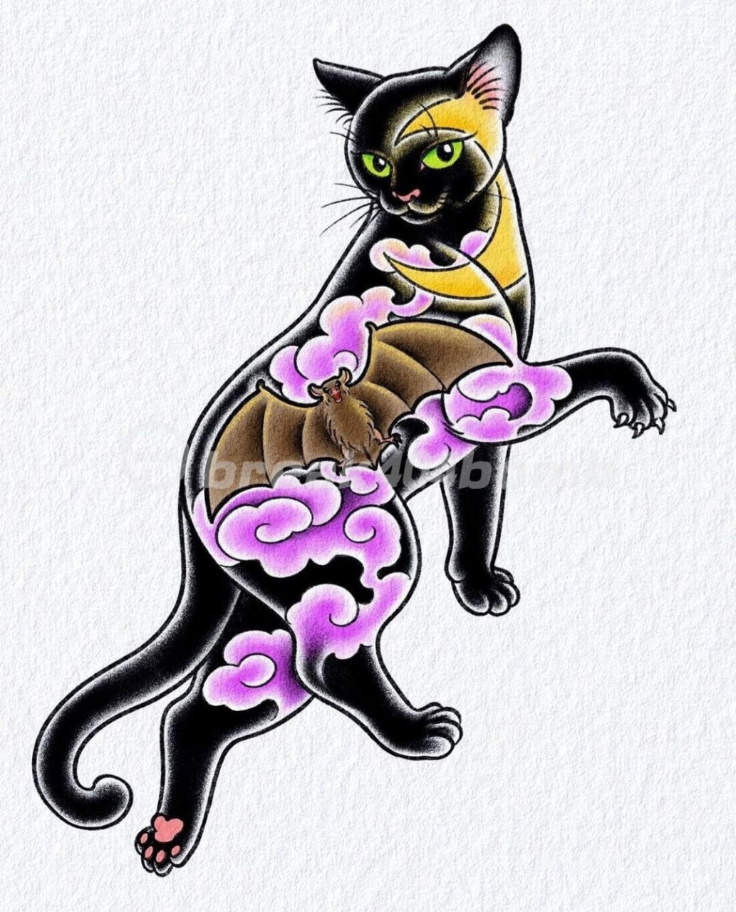 日式武士猫纹身丨猫纹身手稿|杭州纹身 一组猫纹身手稿,风格日式,喜欢