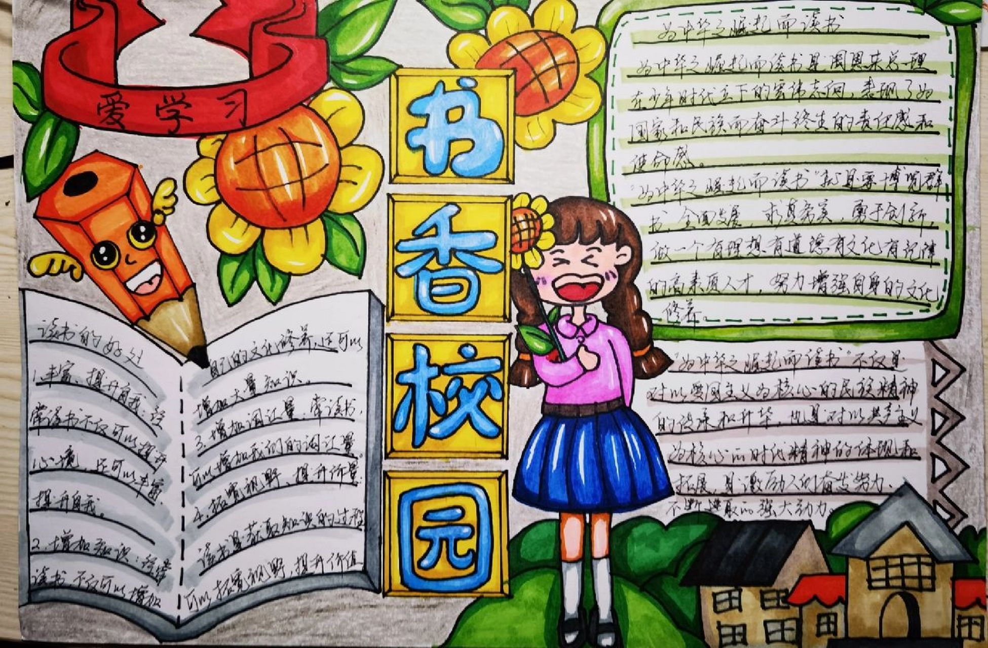 书香校园读书日手抄报爱学习手抄报 手抄报简直是给家长布置的作业…