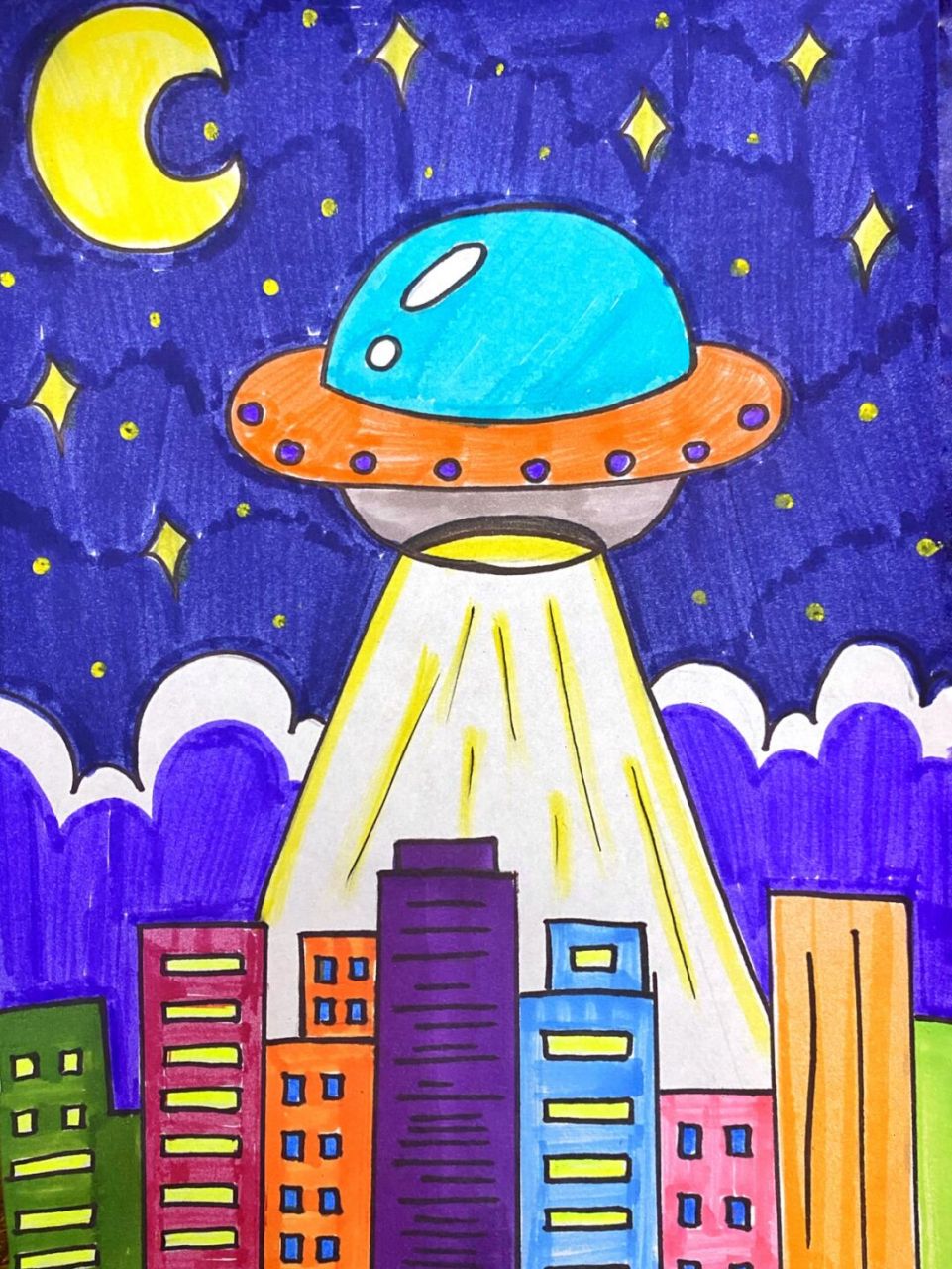 飞碟04 #飞碟##儿童画# #创意画