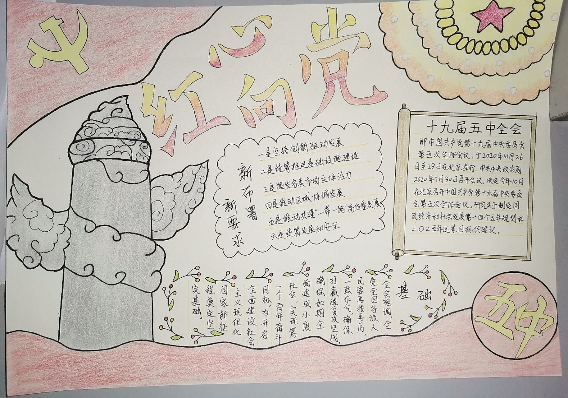 十九大手抄报《红心向党》 十九大手抄报《红心向党》