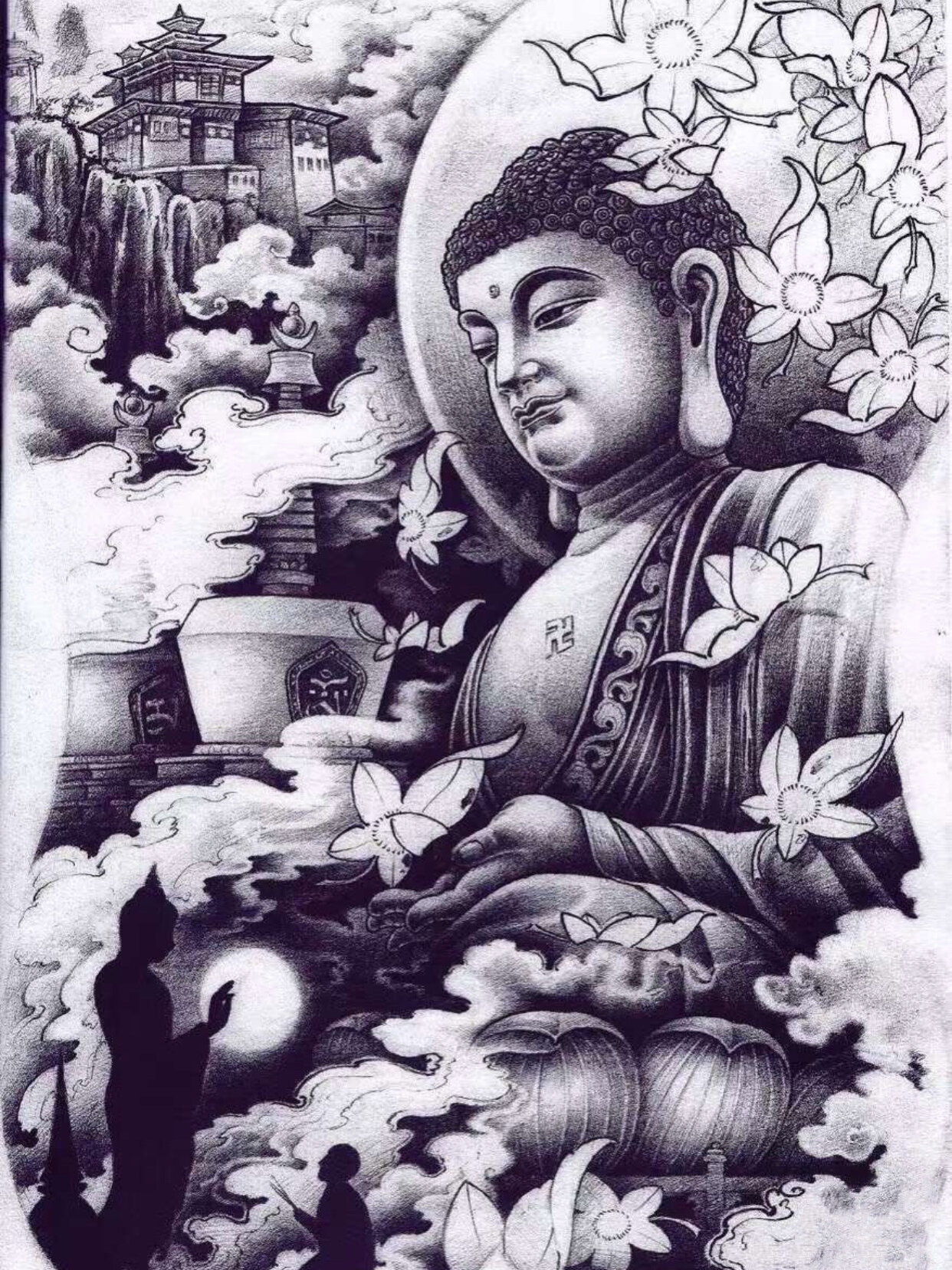 佛纹身手稿满背佛纹身手稿手臂佛纹身手稿