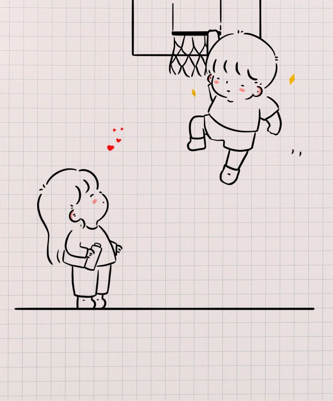 情侣简笔画:你喜欢篮球 我喜欢打篮球的你7815 我喜欢篮球 是因为