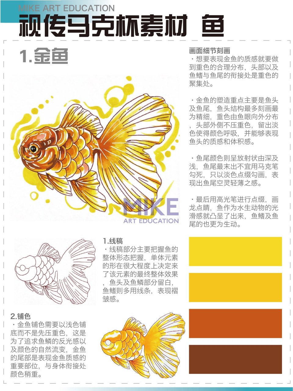 金鱼马克笔画法教程