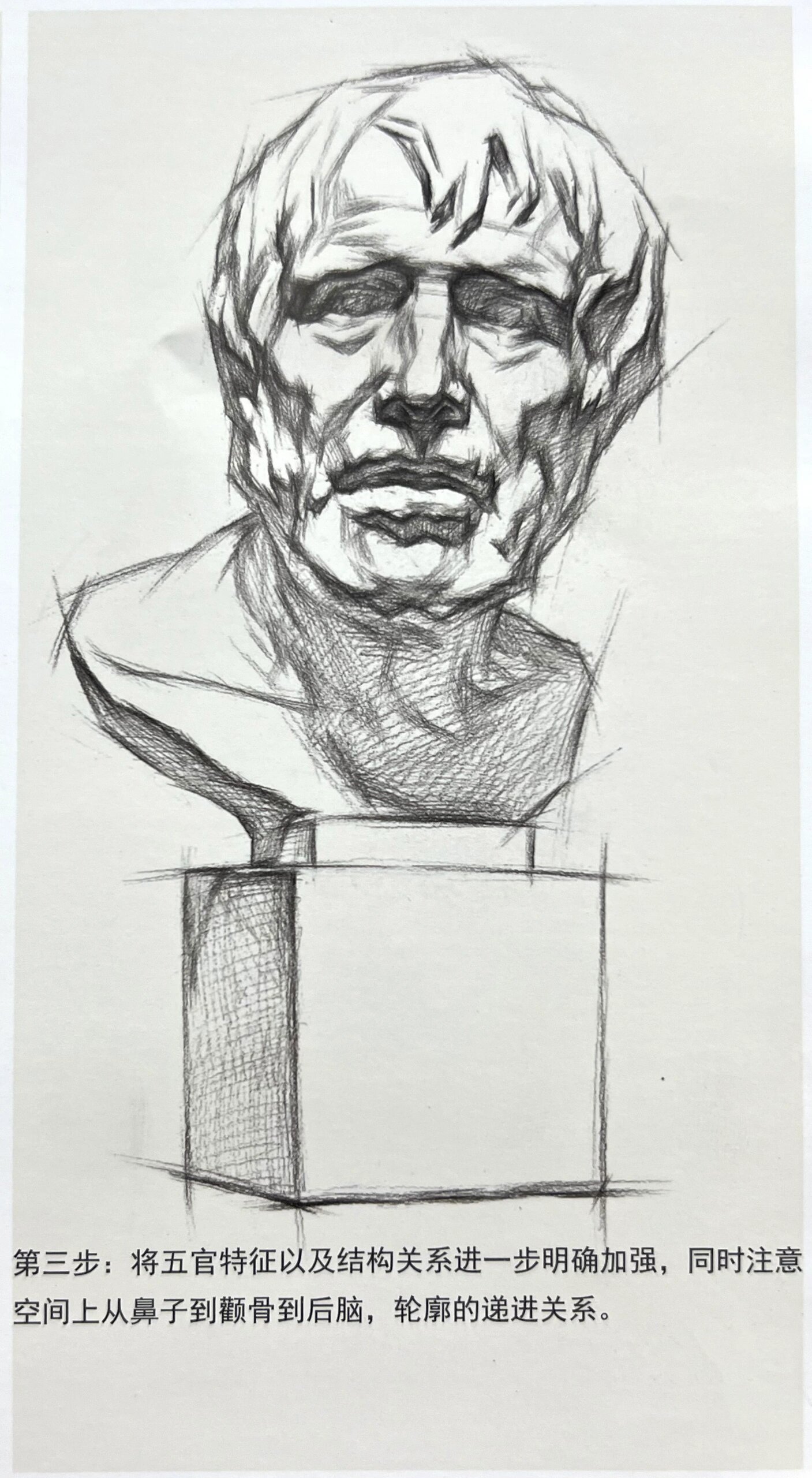 美院附中:素描石膏头像海盗正面步骤图来啦