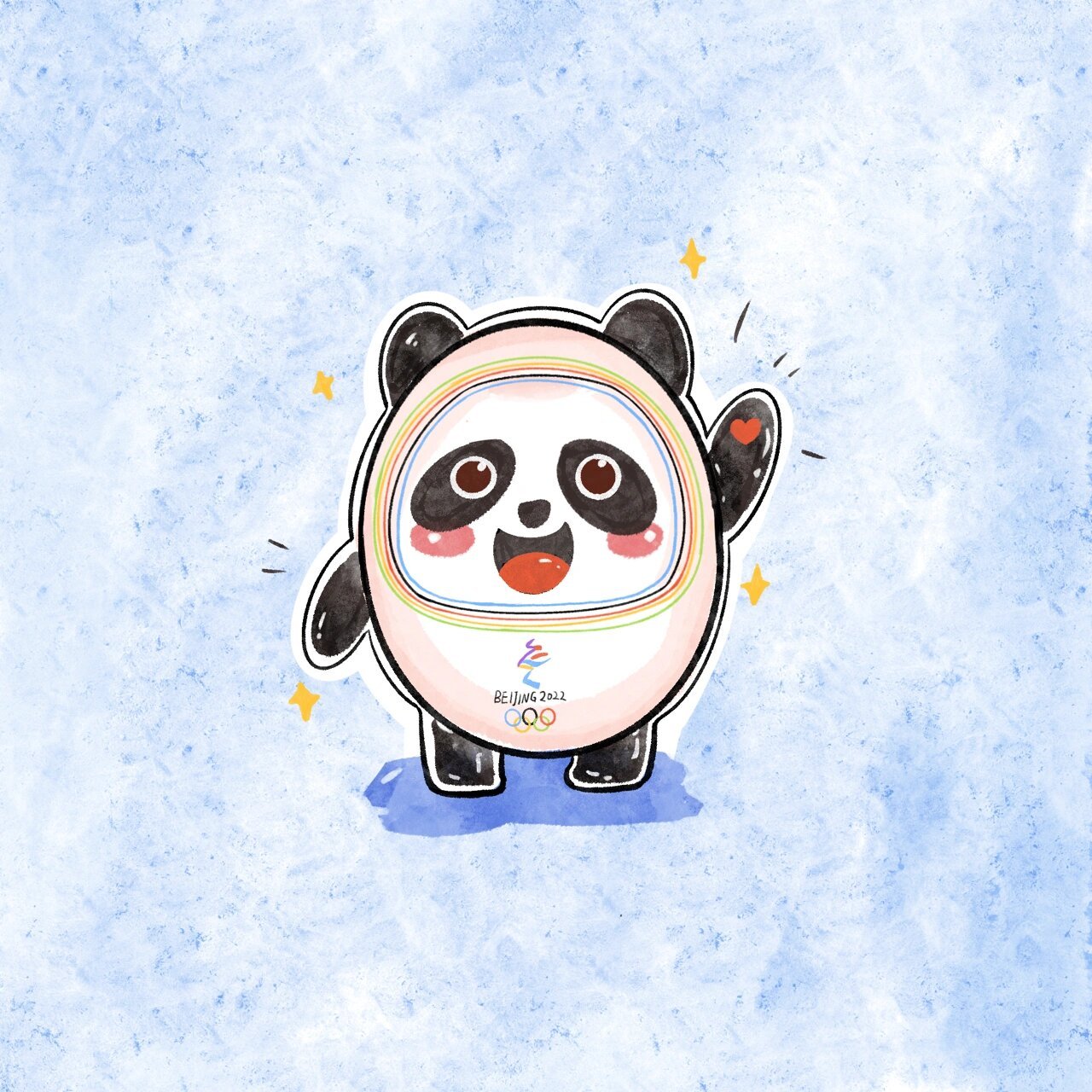 冰墩墩头像壁纸插画|手帐素材|简笔画  今天依然是没有冰墩墩的一天