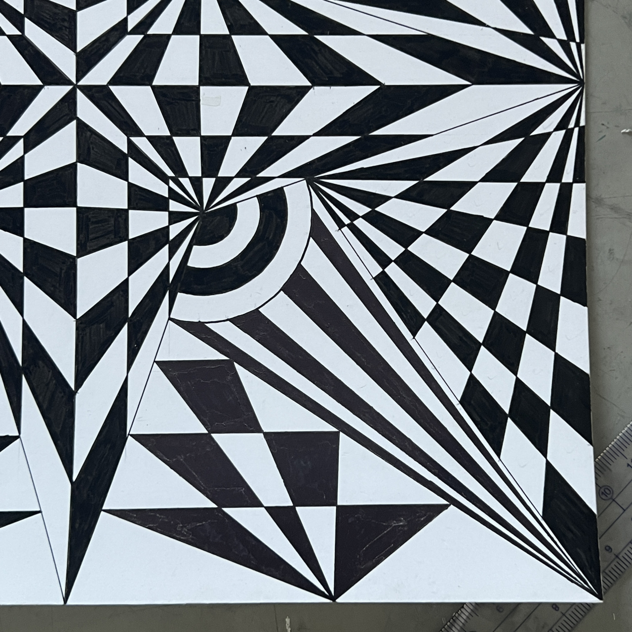 96平面构成(四)|发射构成 平面构成作业