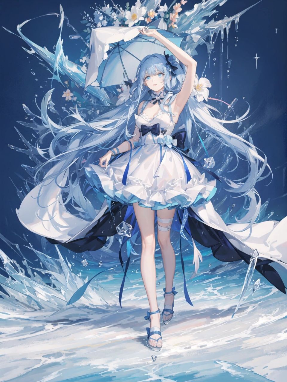 此刻我是蓝色的水冰月|唯美少女壁纸