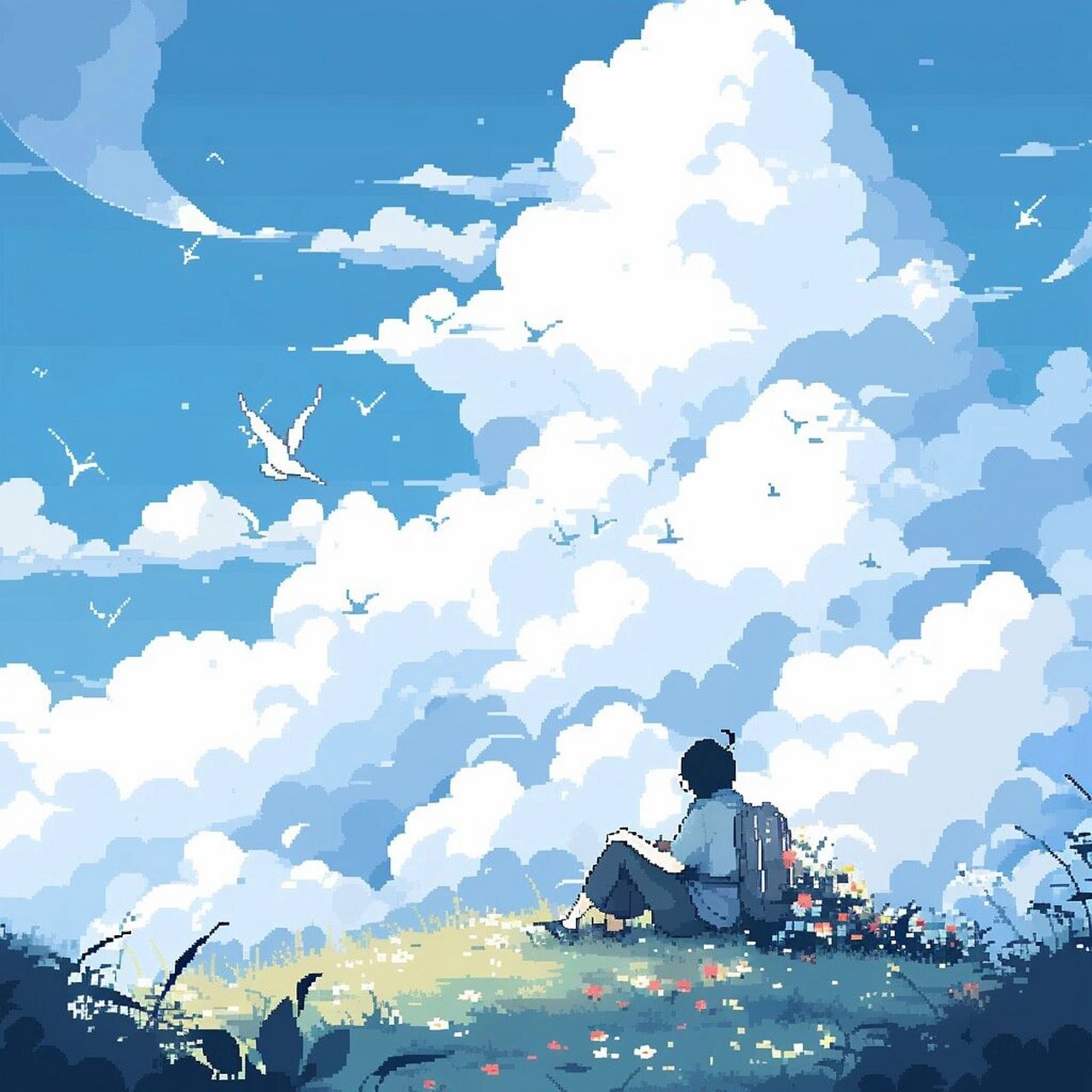 像素风风景头像 也愿大家的心情像白云一样