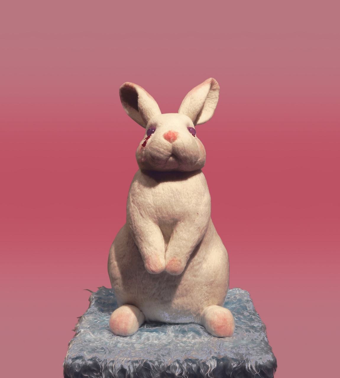 羊毛毡雕塑/可爱又可怜的乖乖小兔子92 流泪小兔 60cm