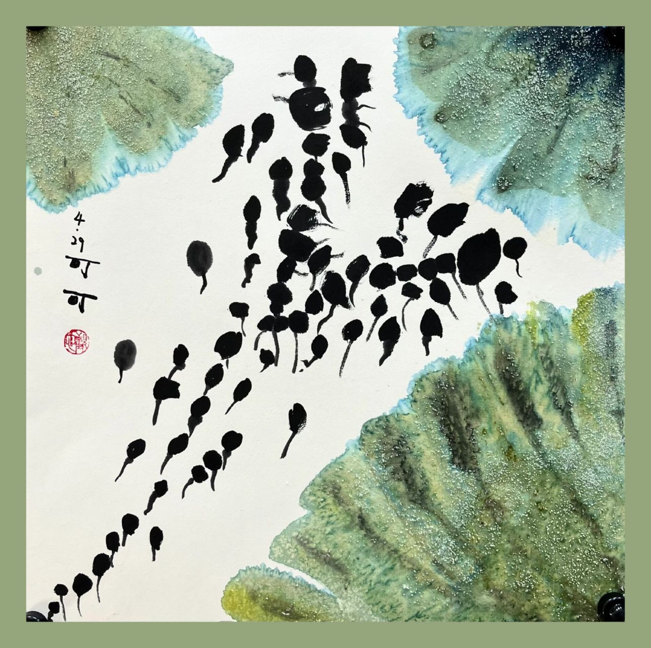 水墨创作:《小蝌蚪找妈妈》