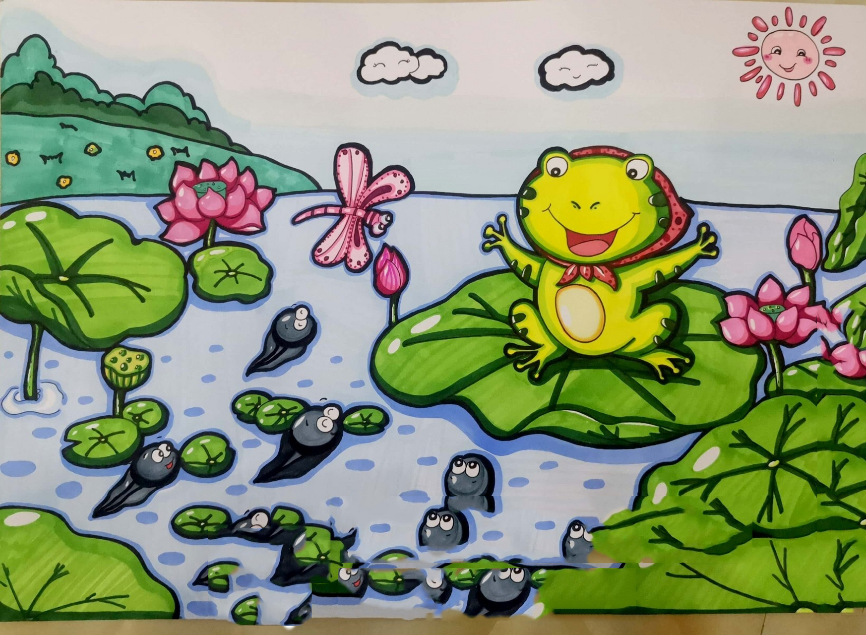 幼师考编#小蝌蚪找妈妈儿童画简笔画 当老师最幸福的时候是假期的到来