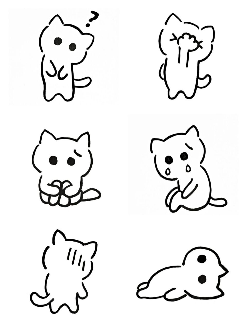 极简手绘表情动物:93可爱小猫咪 93:最近看新闻的心情 6767