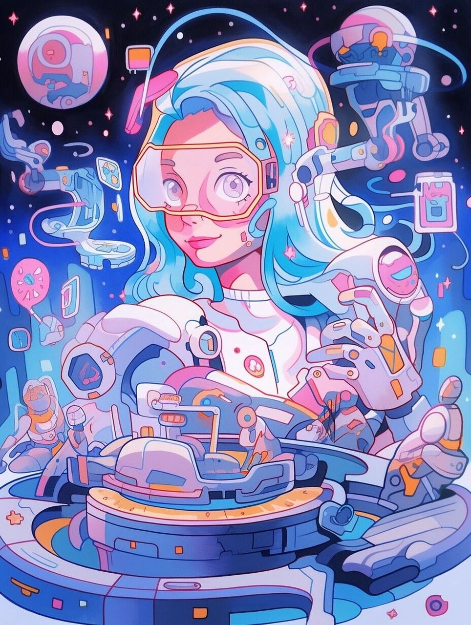 a001视传科技类装饰画人工智能机器人手绘快 #我的考研# #23考研