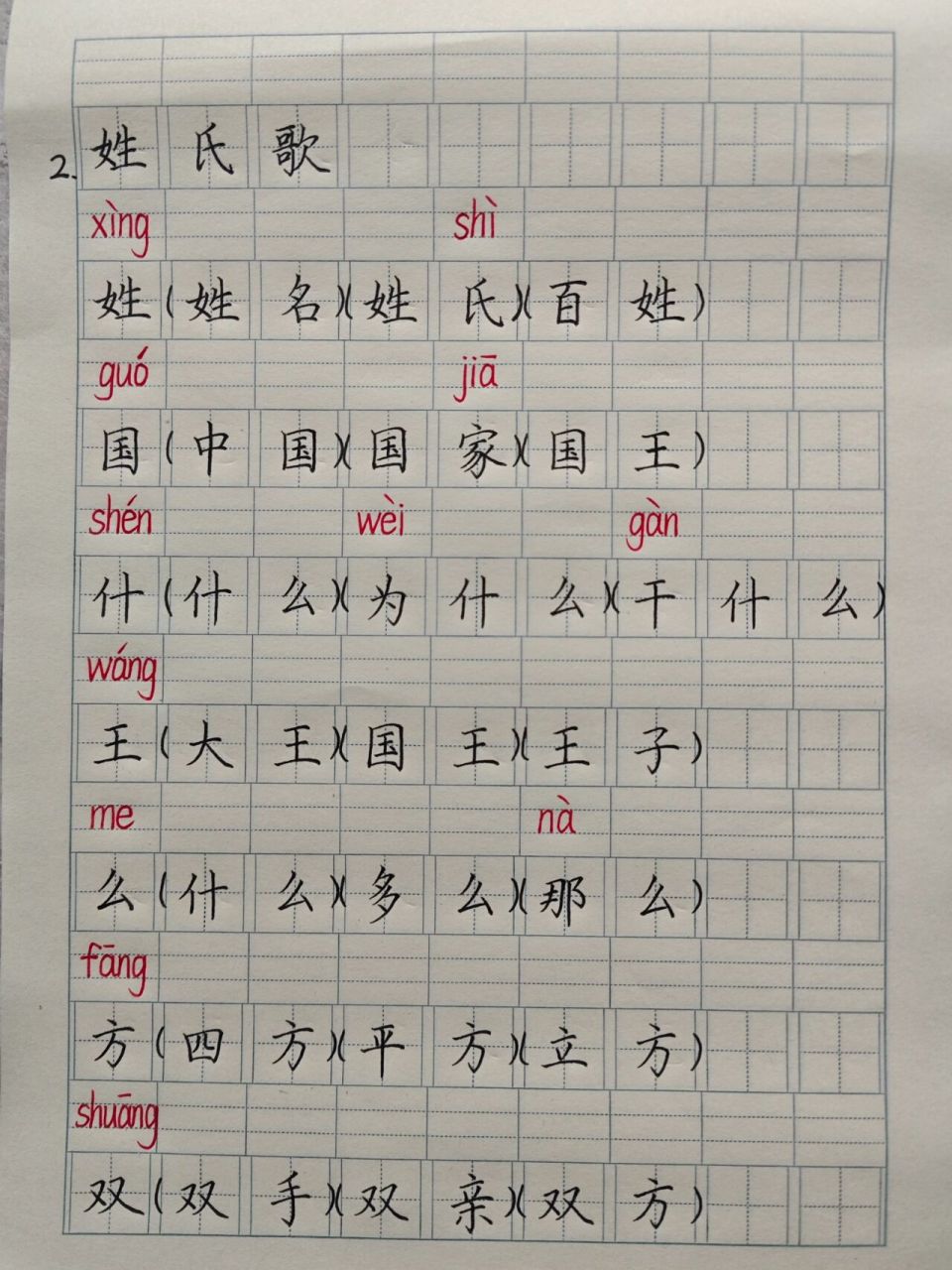 预习:一年级语文下册同步生字组词 识字1:《春夏秋冬》 识字2:《姓氏
