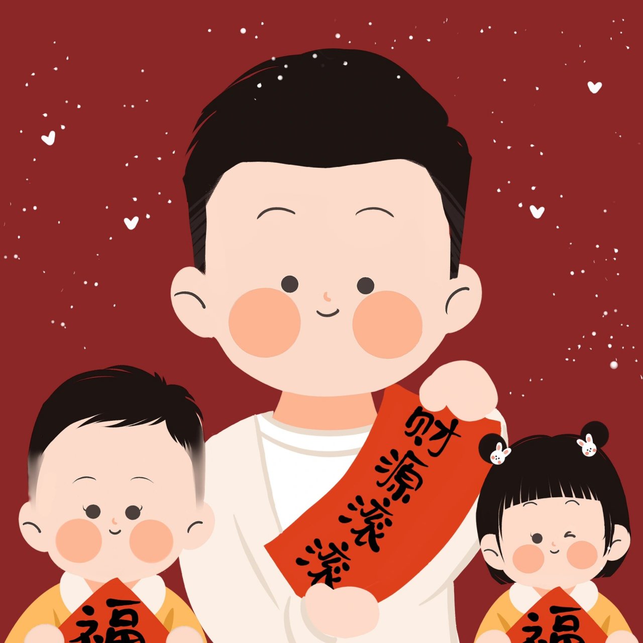 7815一家四口(兄妹版)头像来啦!真的好喜庆05 太可爱啦!