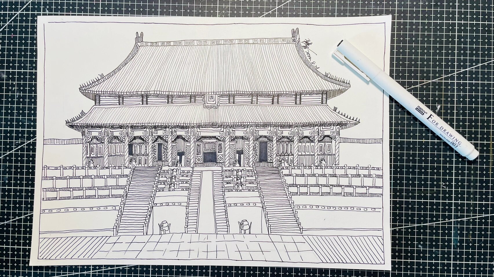 建筑线描