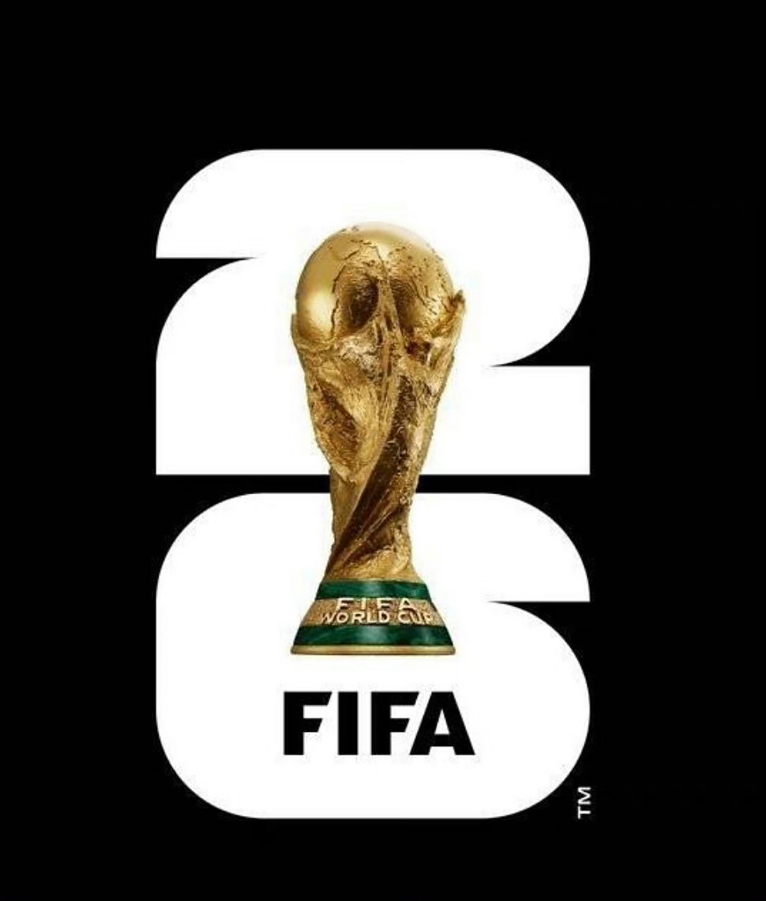 国际足联官方公布了2026年美加墨世界杯的官方会徽,设计元素包含黑色