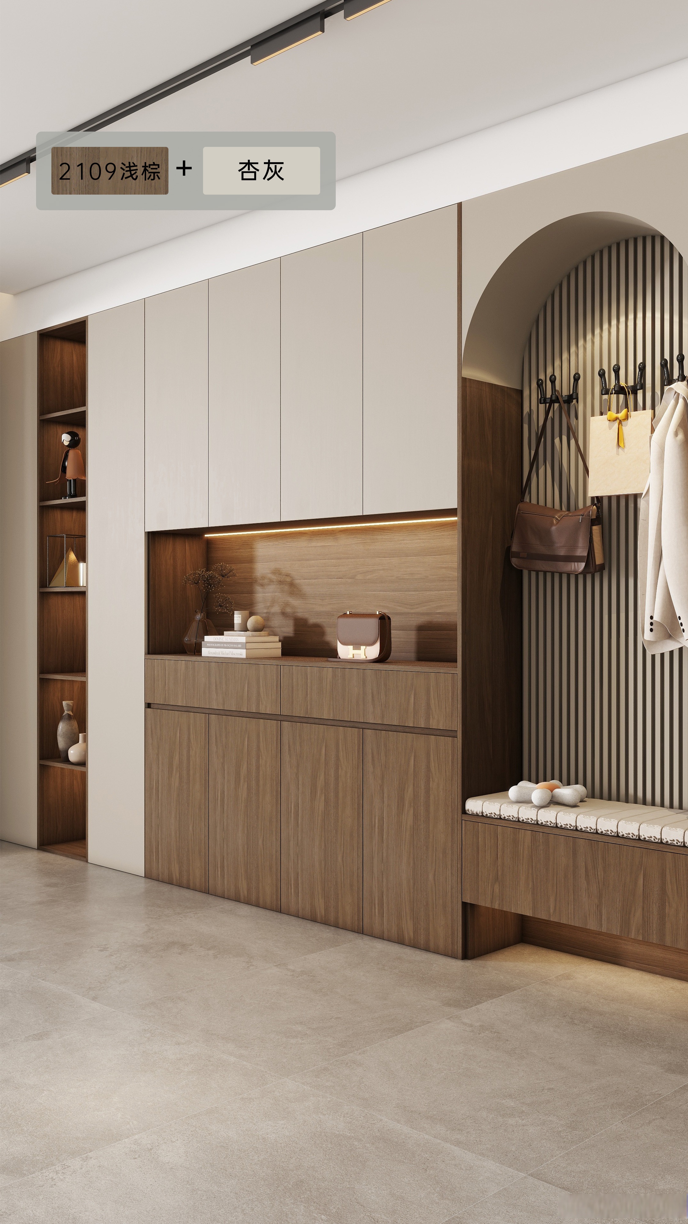 千山板材潮流花色搭配方案, 8款高颜值卡座玄关鞋柜来了!