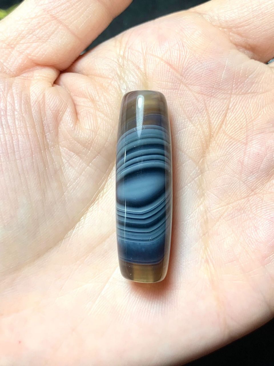 蓝沁天珠缠丝玛瑙天眼天珠 蓝沁天珠 缠丝玛瑙天眼天珠 天然的纹路