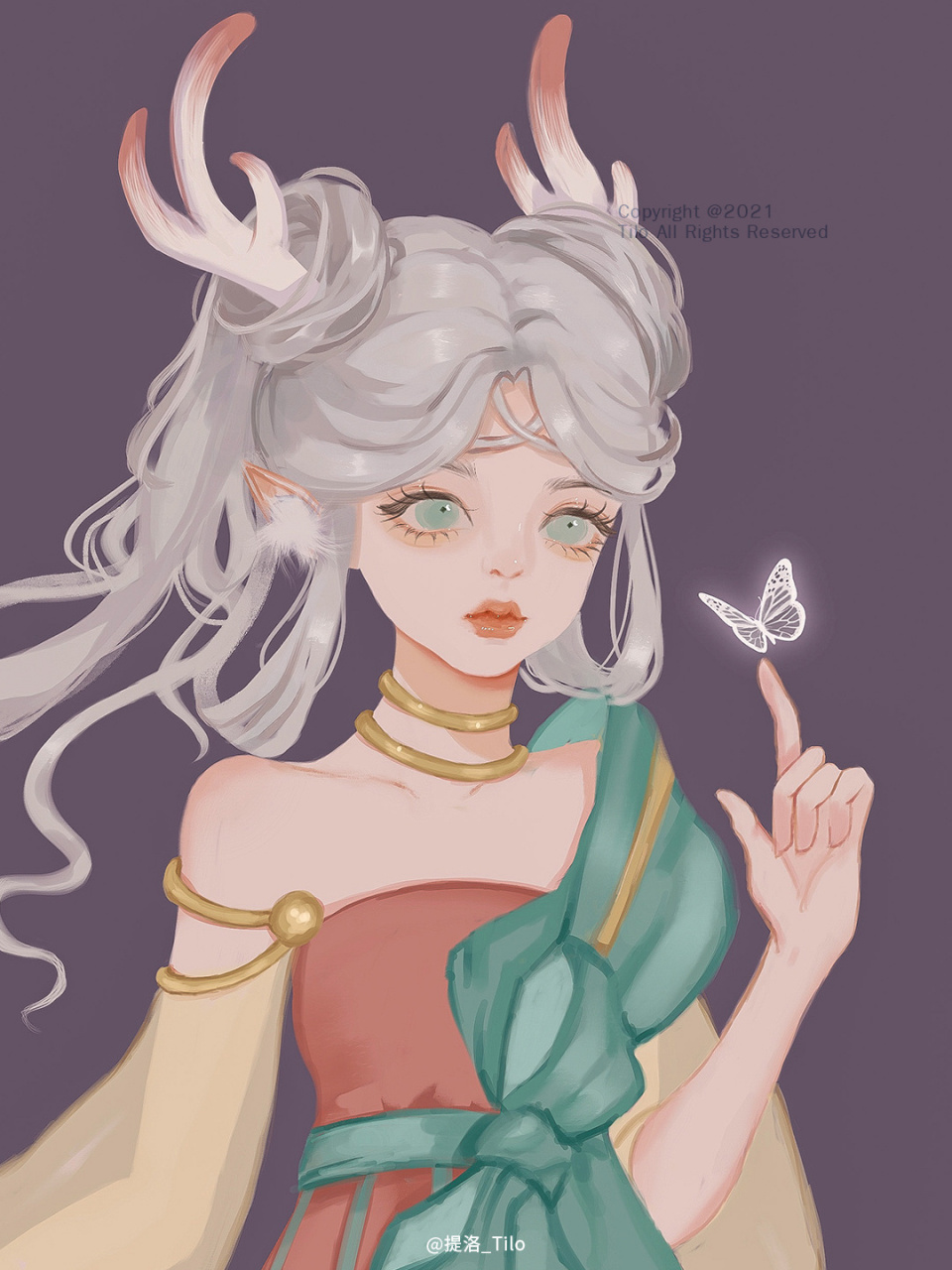 【王者荣耀系列插画】瑶瑶公主遇见神鹿 "是谁的小鹿呀" - 电绘工具