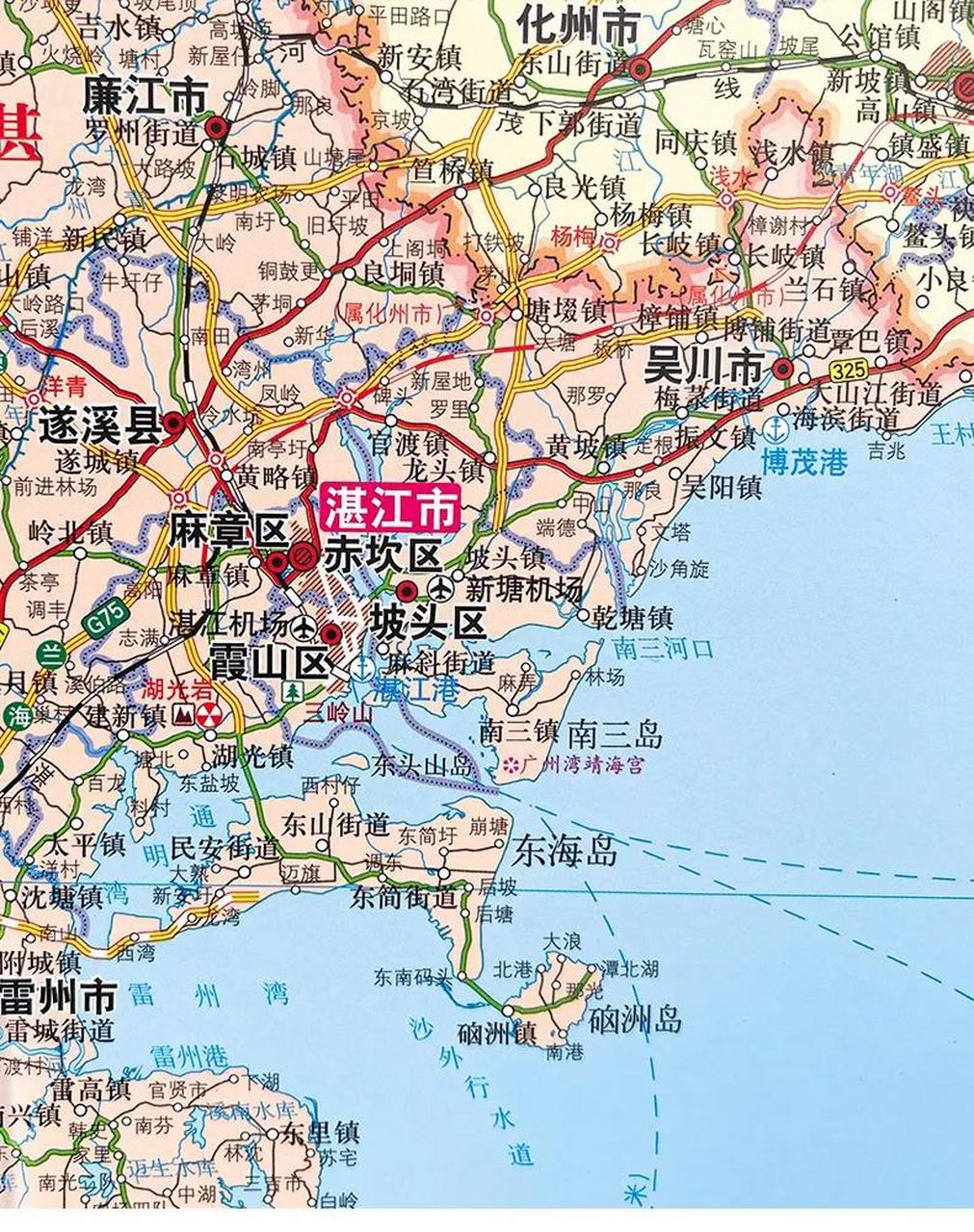 東海島最大,有公路連接大陸,還連接硇洲島,實際上已從島嶼變成了