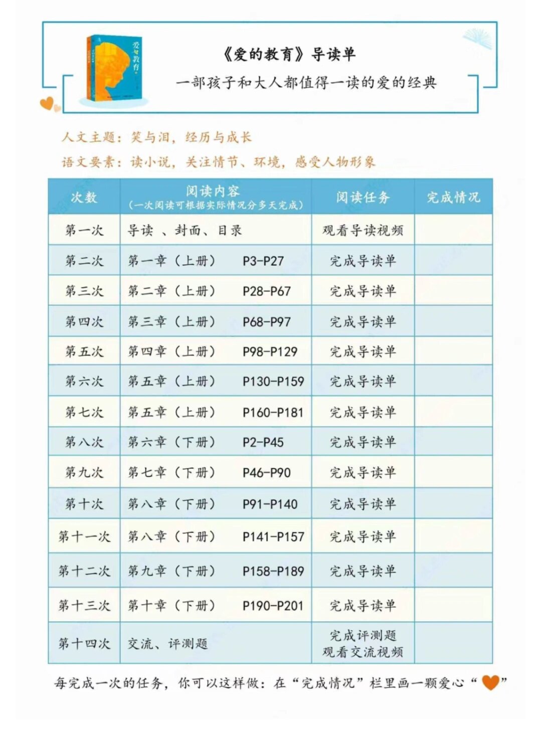 爱的教育导读单